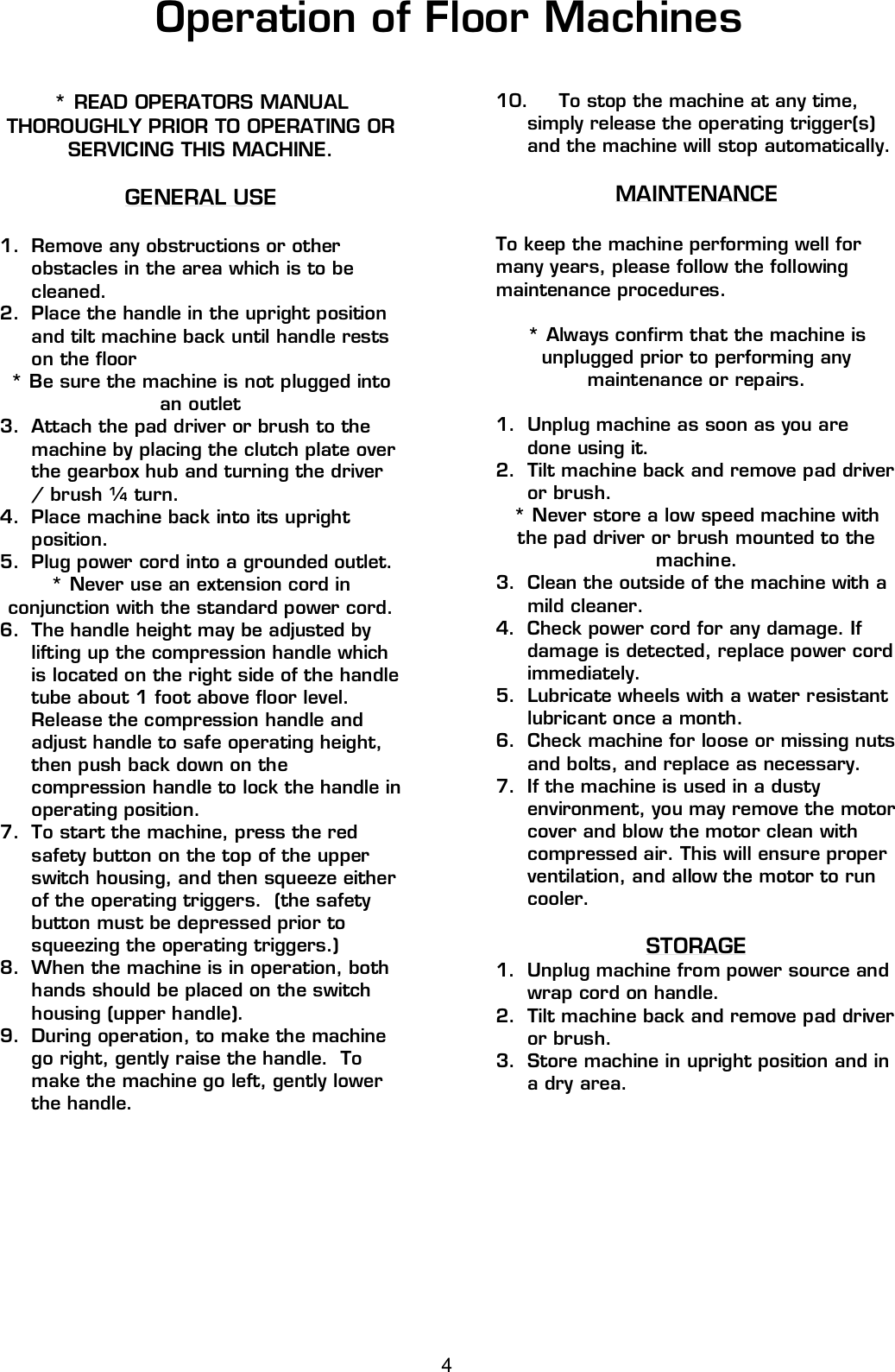 Page 4 of 10 - D  Viper-venom-vn1715-vn2015-low-speed-floor-buffer-parts-and-operators-manual