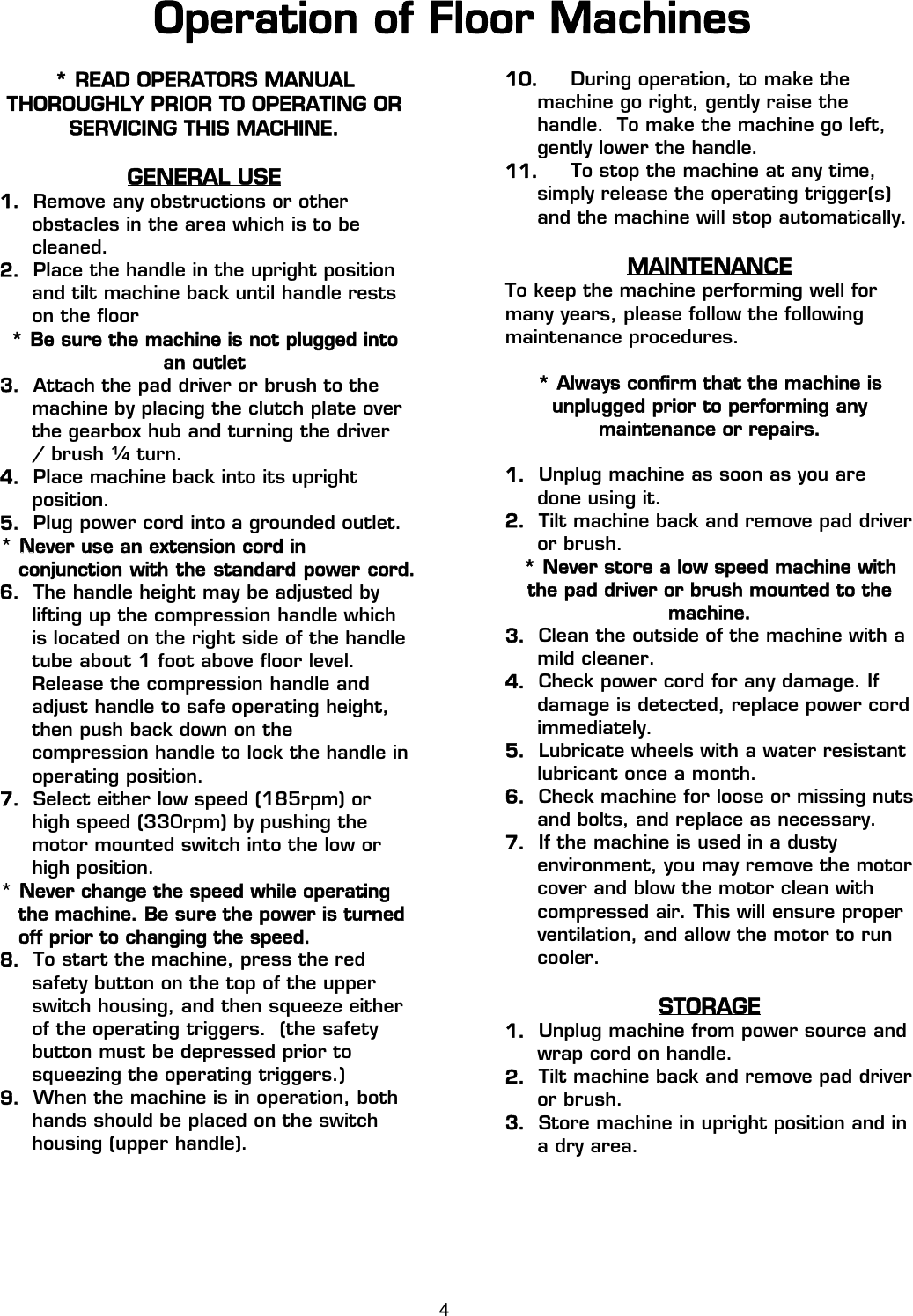 Page 4 of 9 - D  Viper-venom-vn20ds-dual-speed-hd-floor-buffer-parts-and-operator-manual