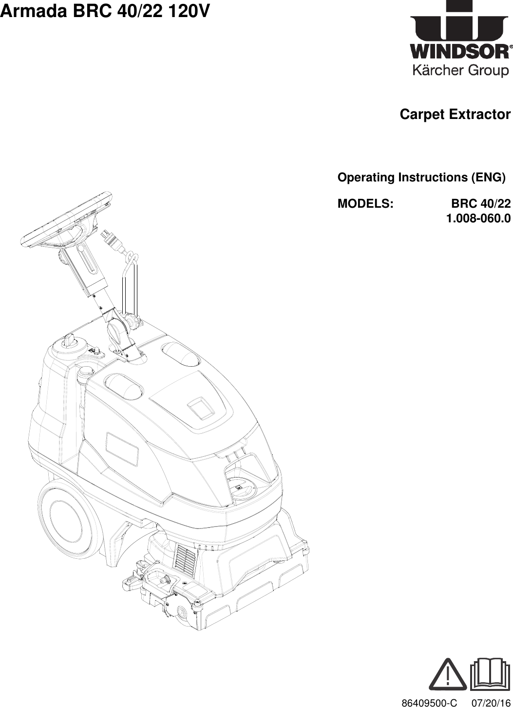8 640 950 0 Manual Operators Armada BRC 40 22 Windsor carpet extractor