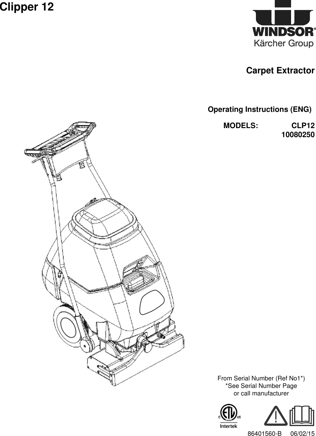 Windsor clipper 12 120v carpet extractor service manual
