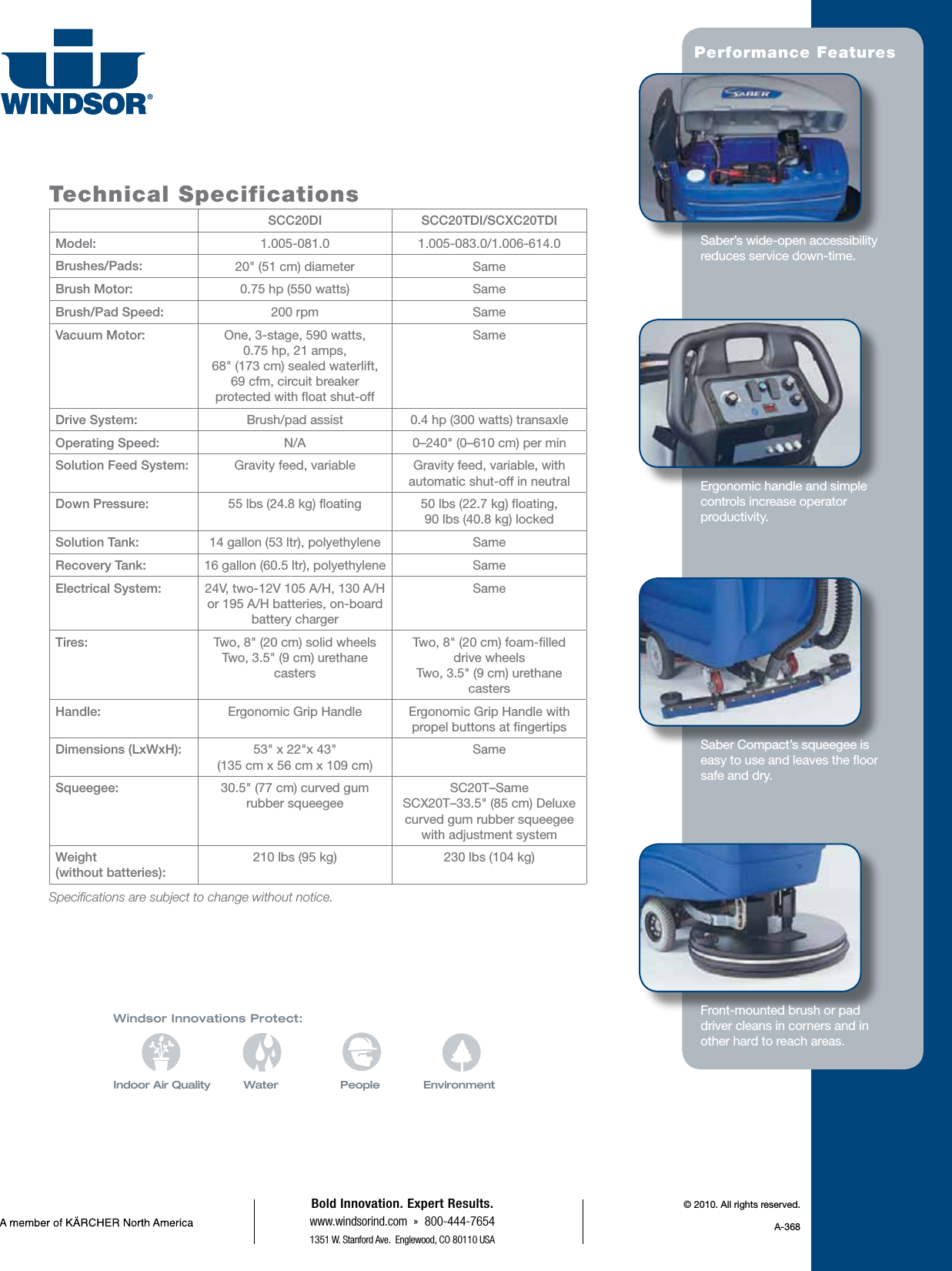 Page 2 of 2 - Windsor-saber-compact-20-walk-behind-scrubber-brochure-specifications