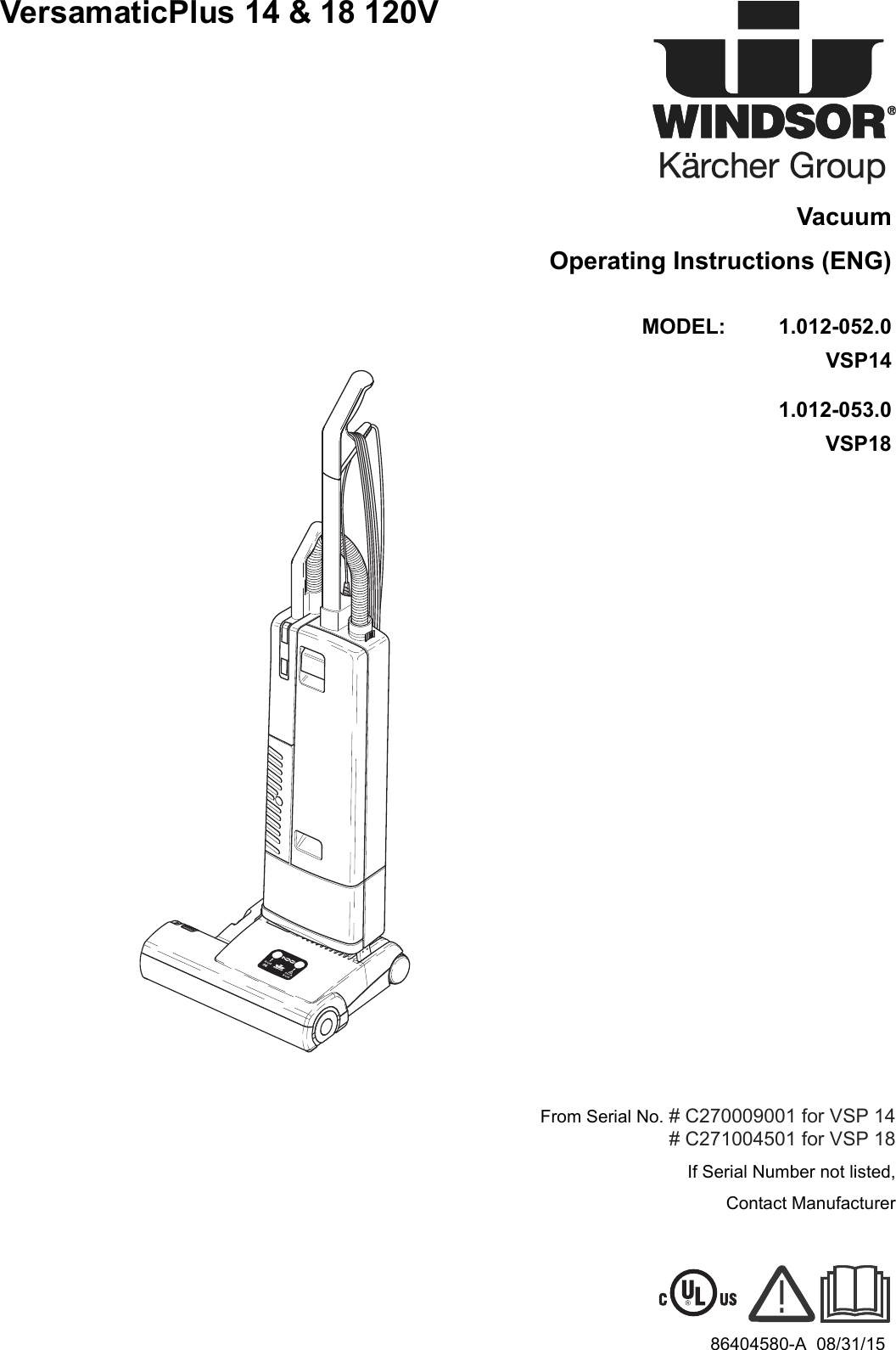 Windsor versamatic plus 14 18 120v upright vacuum cleaner service parts