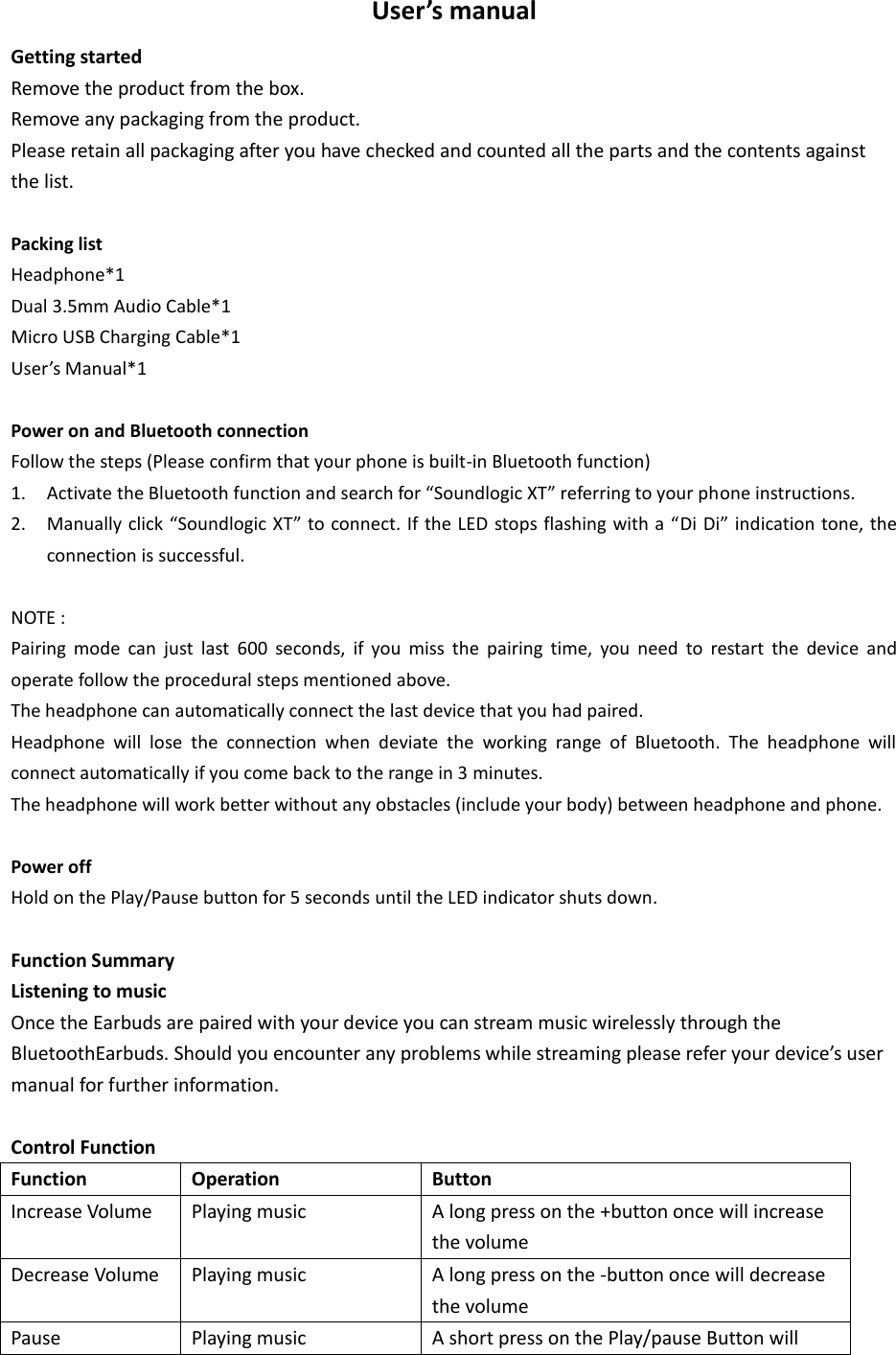 Page 1 of Swetz Sound Technology SS-HP008B Bluetooth Headphone User Manual 