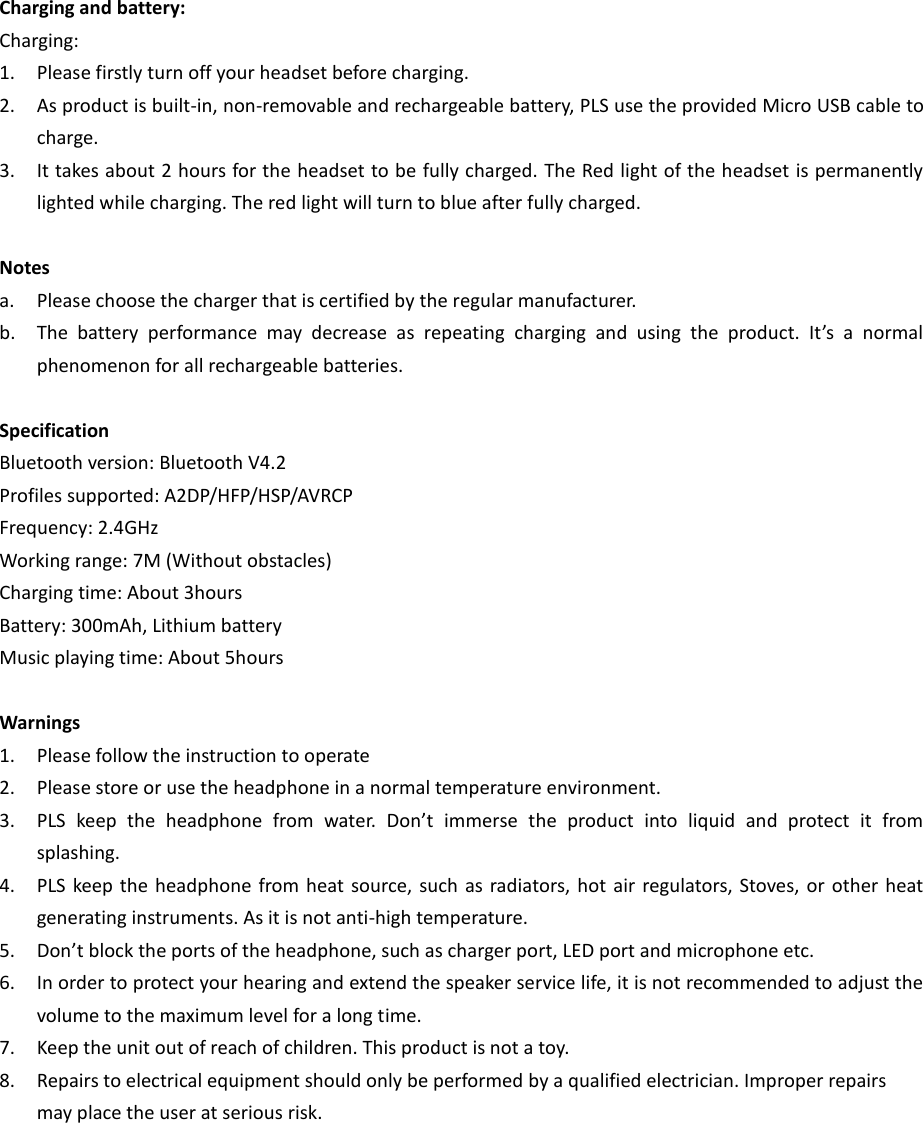 Page 3 of Swetz Sound Technology SS-HP008B Bluetooth Headphone User Manual 