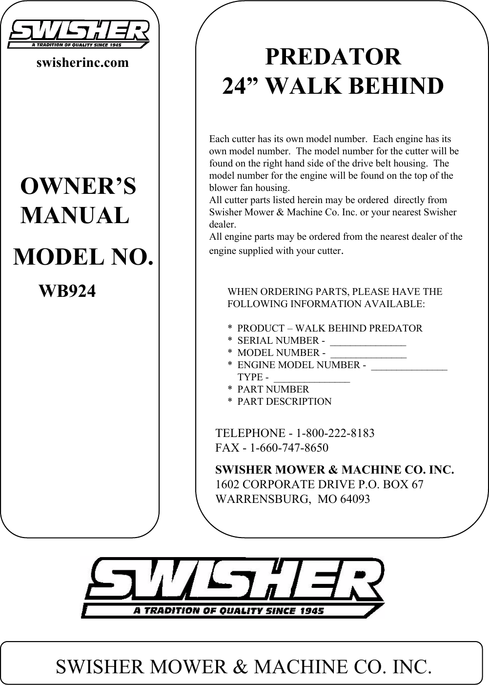 Swisher WB924 User Manual To The 21792cf6 cb45 4a91 9f11 3cab4272ddc1