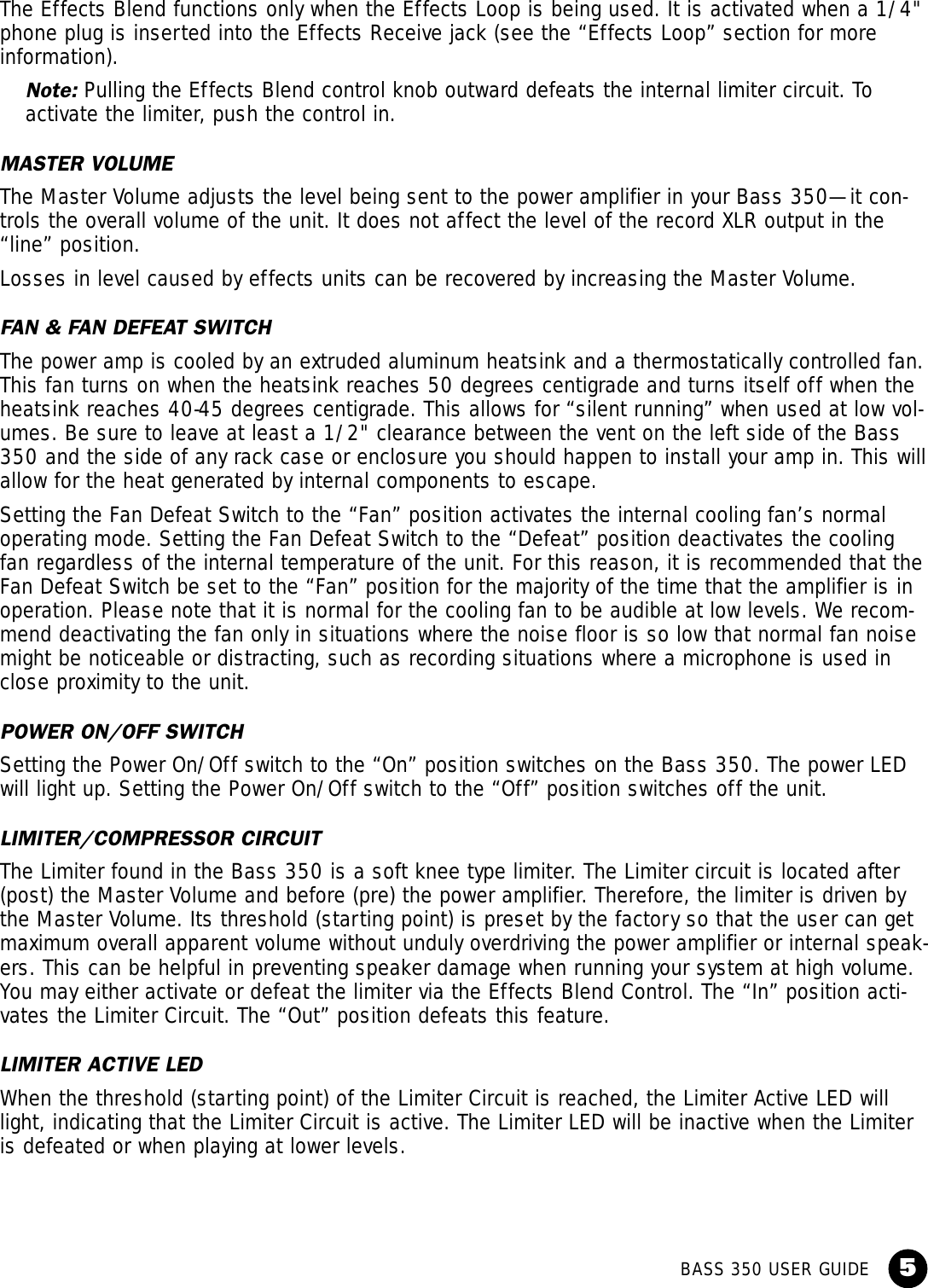 Page 7 of 12 - Swr-Sound Swr-Sound-Bass-350-Users-Manual- Bass 350 (chrome) Om  Swr-sound-bass-350-users-manual