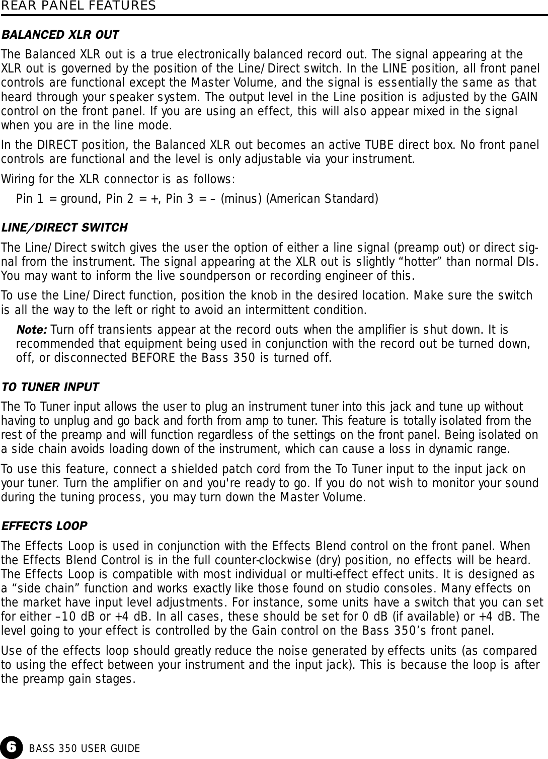 Page 8 of 12 - Swr-Sound Swr-Sound-Bass-350-Users-Manual- Bass 350 (chrome) Om  Swr-sound-bass-350-users-manual