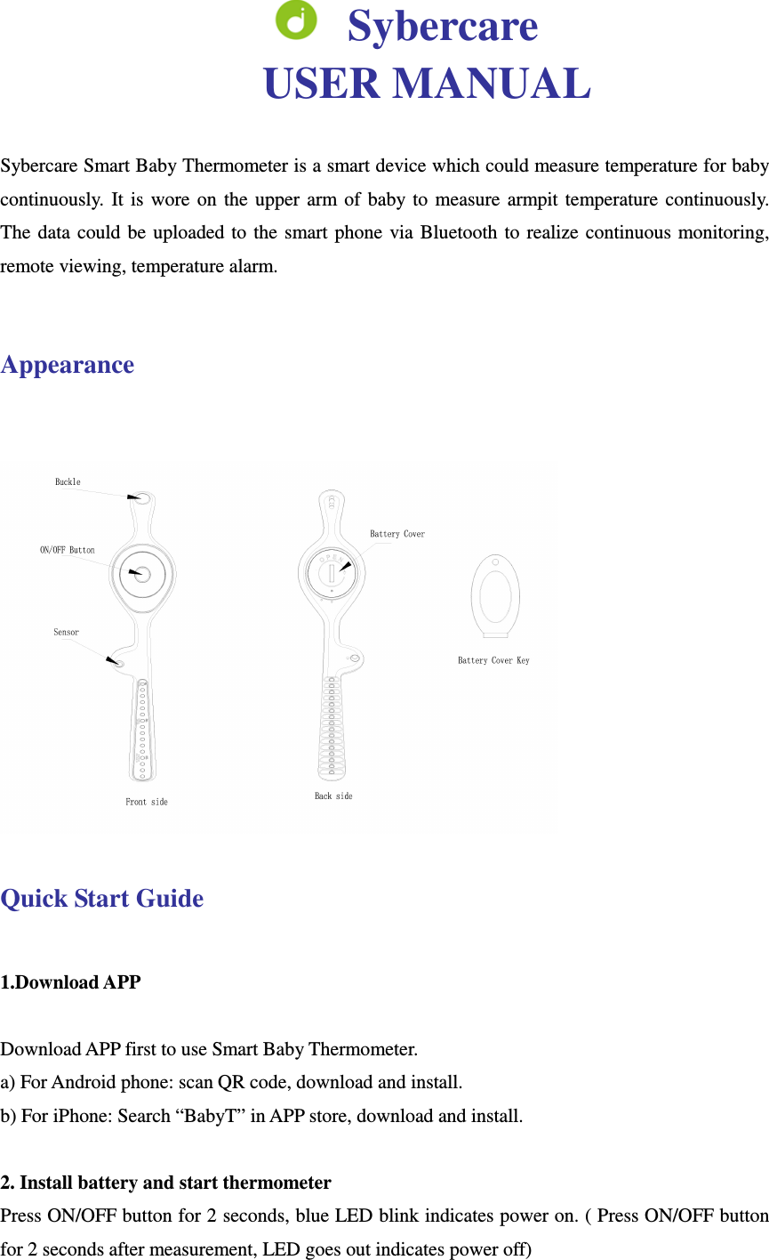 Sybercare Technologies SCBTM5000 Electronic Thermometer User Manual