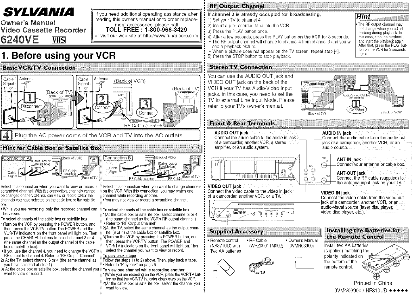 Page 1 of 8 - Sylvania 6240VE User Manual  VCR - Manuals And Guides L0520738