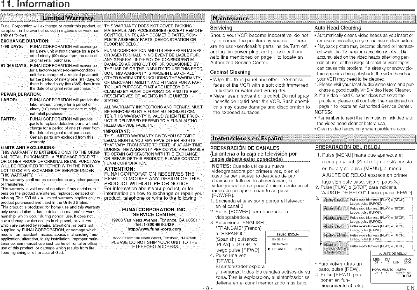 Page 8 of 8 - Sylvania 6240VE User Manual  VCR - Manuals And Guides L0520738