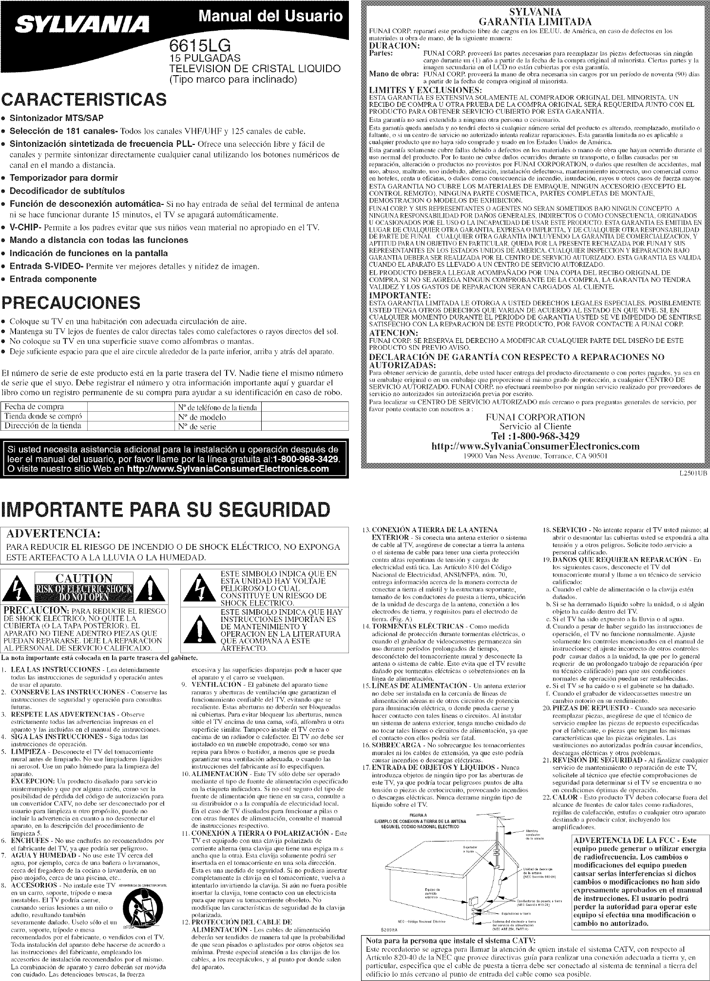 Page 5 of 8 - Sylvania 6615LG User Manual  LCD TELEVISION - Manuals And Guides L0610373