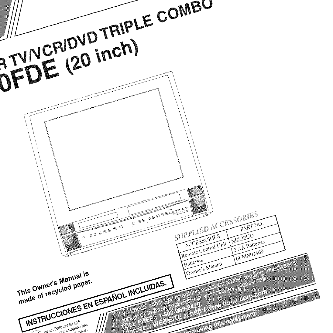 Sylvania 6720FDE User Manual TV/VCR/DVD COMBO Manuals And Guides L0610388