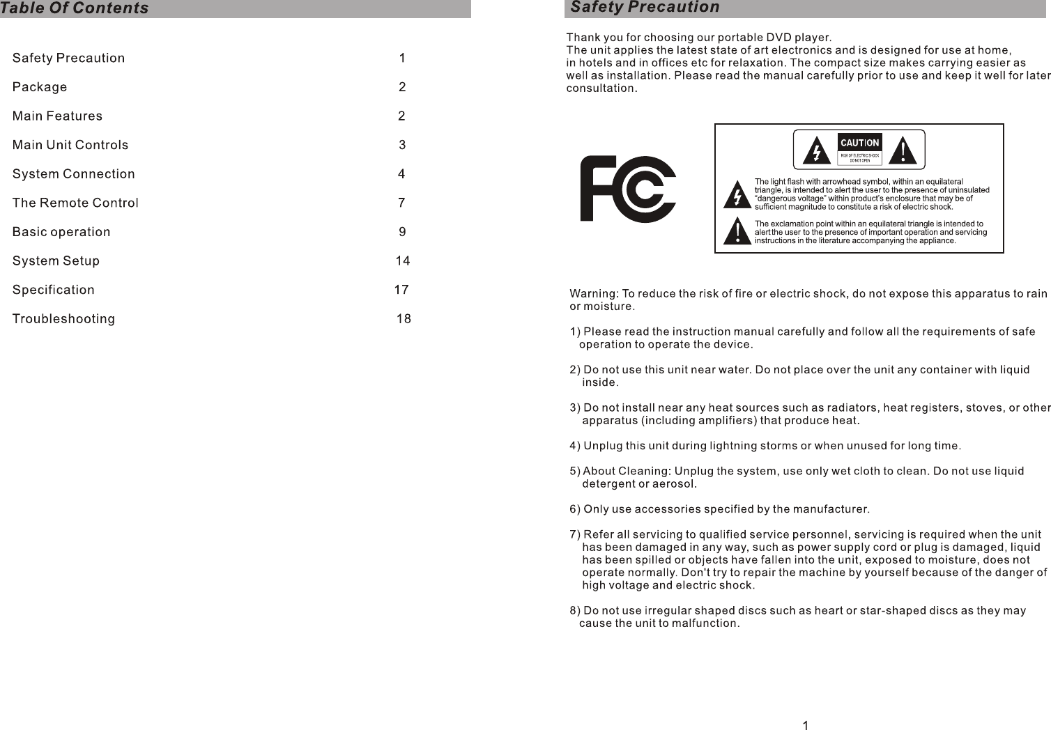 Page 2 of 11 - Sylvania SDVD1030 ENG IM User Manual  To The 8229838d-48e6-4005-afca-2069ed5bce14