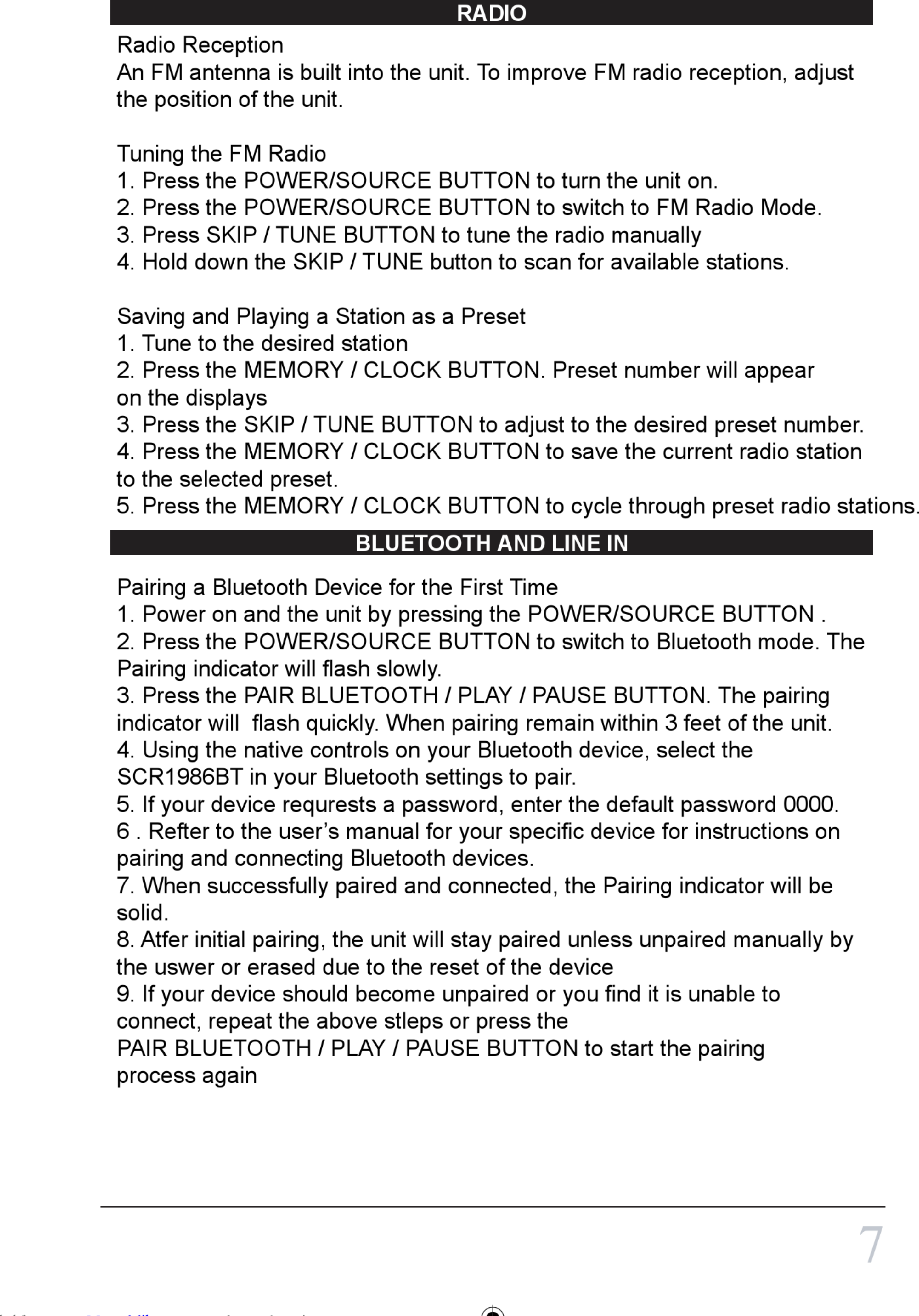 Sylvania Scr1986bt As User Manual