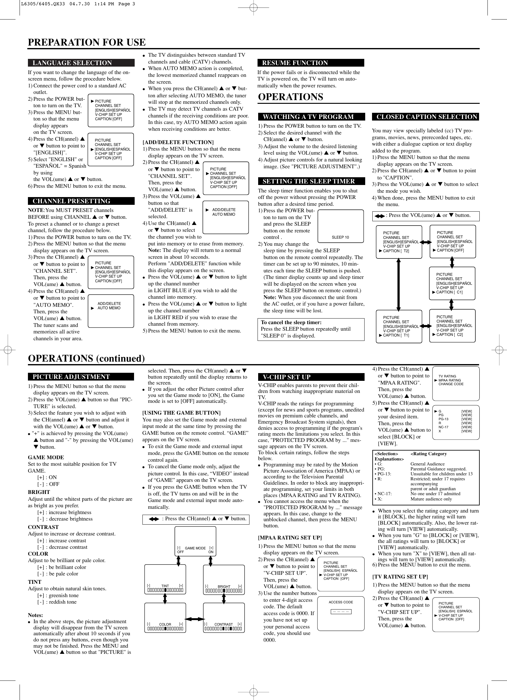 Page 3 of 8 - Sylvania Sylvania-Srt2313-Srt2319-Users-Manual- L6305/6405.QX33 Sylvania-srt2313-srt2319-users-manual