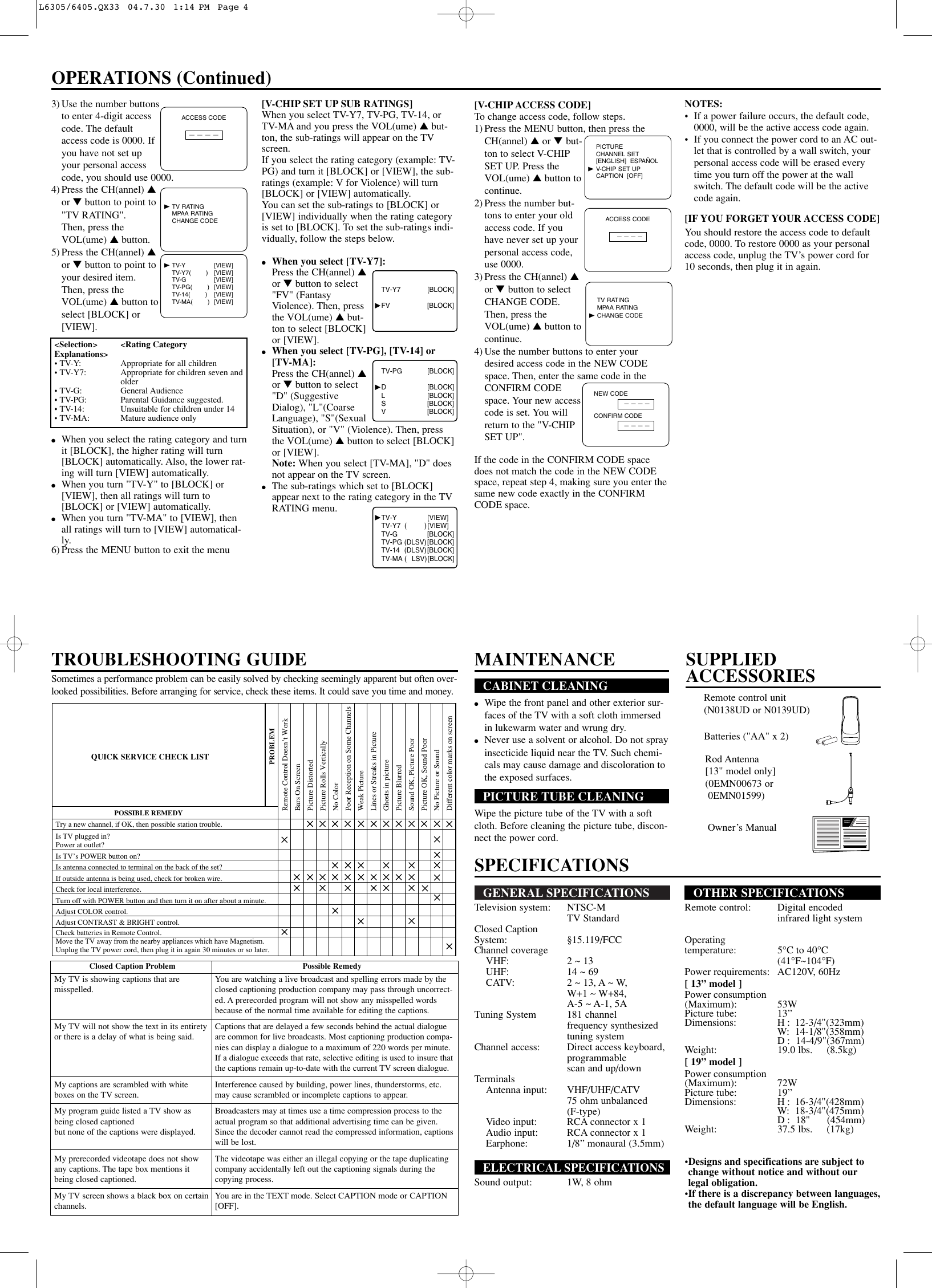 Page 4 of 8 - Sylvania Sylvania-Srt2313-Srt2319-Users-Manual- L6305/6405.QX33 Sylvania-srt2313-srt2319-users-manual