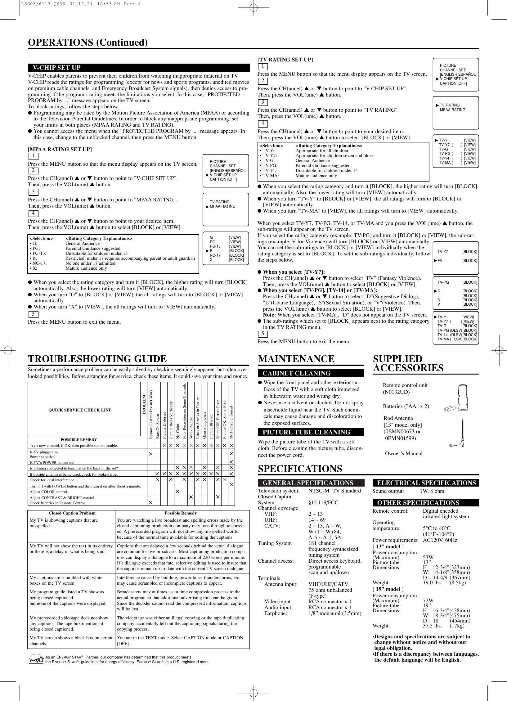 Page 4 of 8 - Sylvania Sylvania-Sst4132-Sst4192-Users-Manual- L6003/6117.QX33  Sylvania-sst4132-sst4192-users-manual