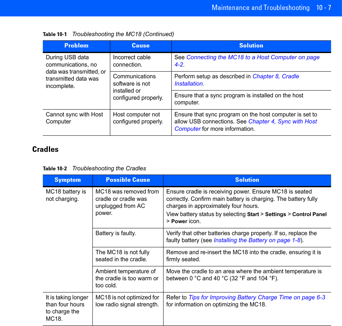 10 - 8 MC18 Product Reference Guide