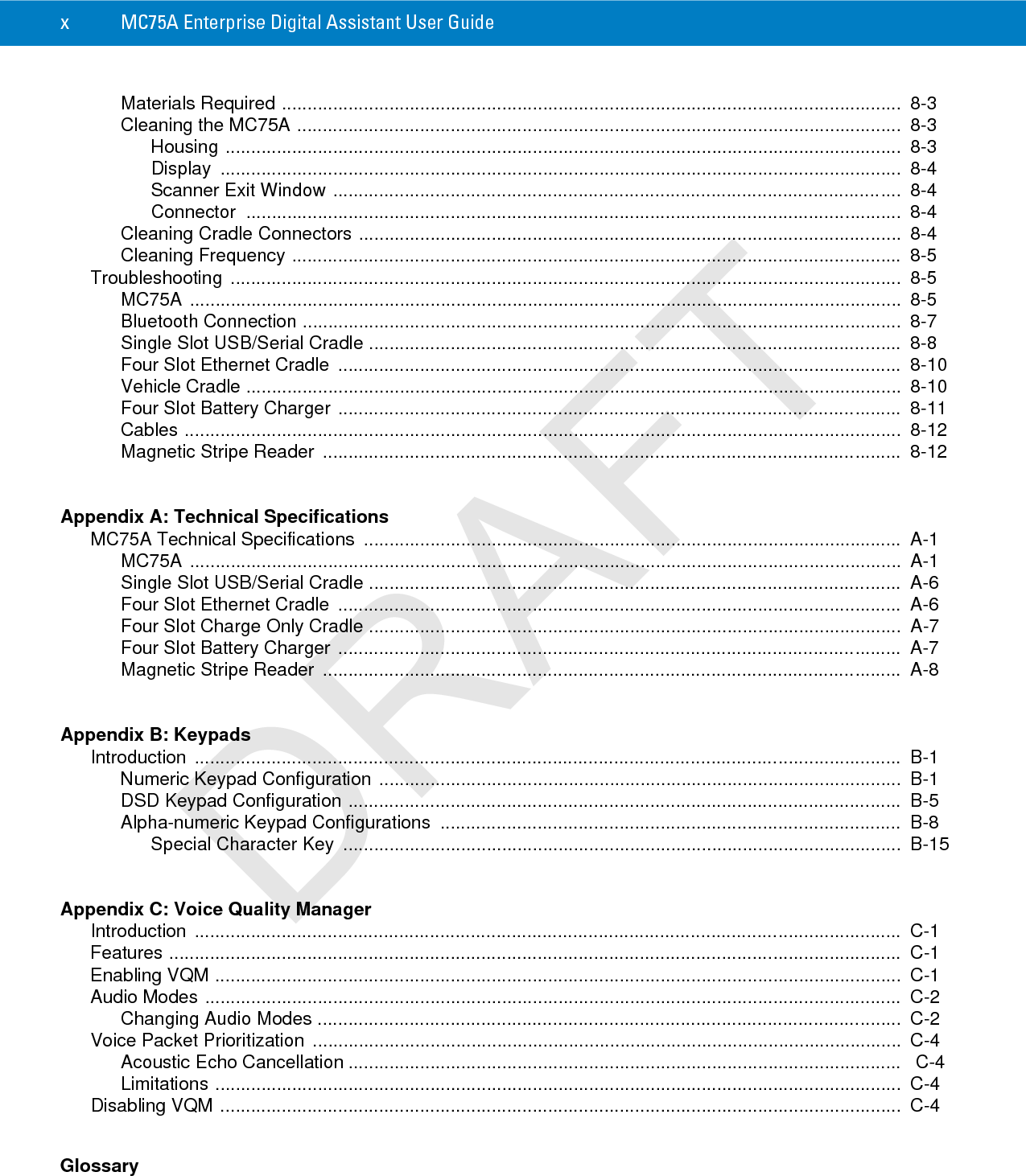 Table of Contents xiIndexDRAFT