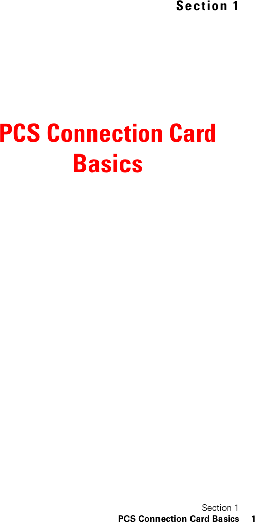 Section 1PCS Connection Card Basics 1Section 1PCS Connection Card Basics