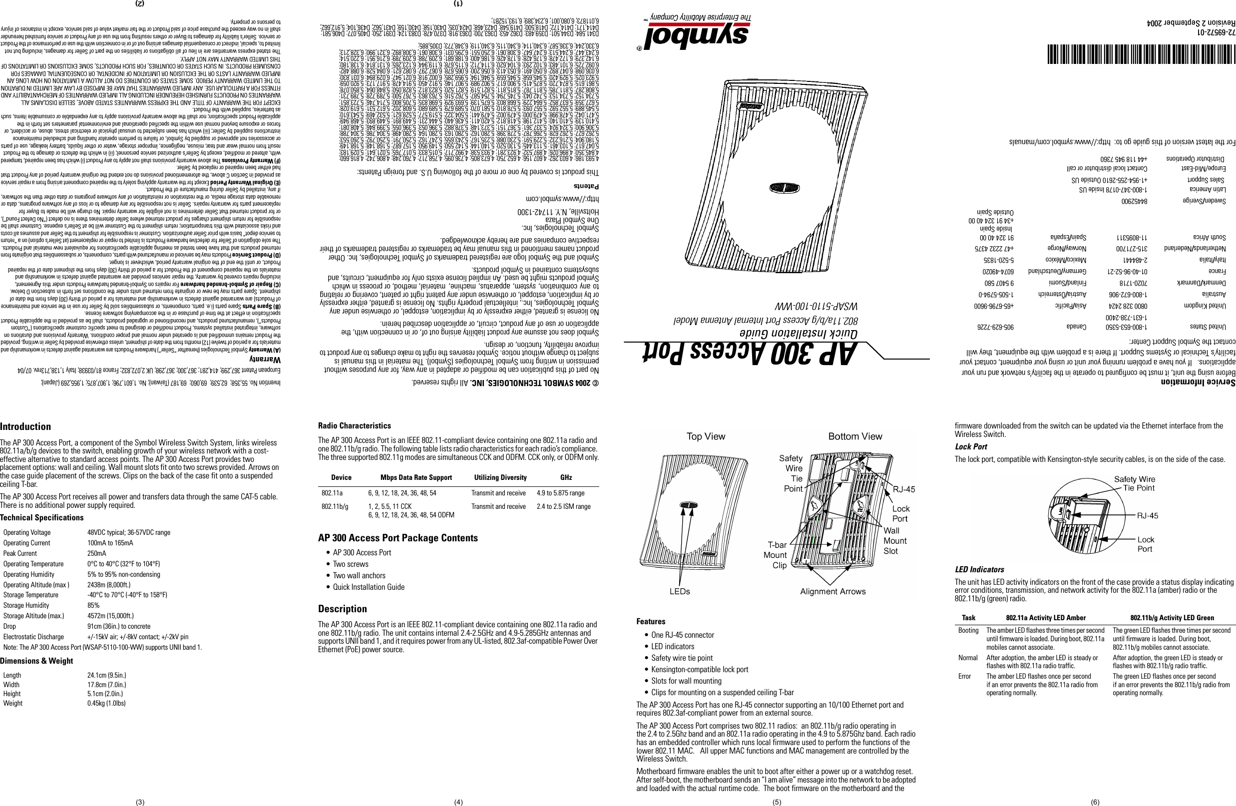 © 2004 SYMBOL TECHNOLOGIES, INC. All rights reserved.No part of this publication can be modified or adapted in any way, for any purposes without permission in writing from Symbol Technologies (Symbol). The material in this manual is subject to change without notice. Symbol reserves the right to make changes to any product to improve reliability, function, or design.Symbol does not assume any product liability arising out of, or in connection with, the application or use of any product, circuit, or application described herein.No license is granted, either expressly or by implication, estoppel, or otherwise under any Symbol Technologies, Inc., intellectual property rights. No license is granted, either expressly or by implication, estoppel, or otherwise under any patent right or patent, covering or relating to any combination, system, apparatus, machine, material, method, or process in which Symbol products might be used. An implied license exists only for equipment, circuits, and subsystems contained in Symbol products.Symbol and the Symbol logo are registered trademarks of Symbol Technologies, Inc. Other product names mentioned in this manual may be trademarks or registered trademarks of their respective companies and are hereby acknowledged.Symbol Technologies, Inc.One Symbol PlazaHoltsville, N.Y. 11742-1300http://www.symbol.comPatentsThis product is covered by one or more of the following U.S. and foreign Patents:4,593,186; 4,603,262; 4,607,156; 4,652,750; 4,673,805; 4,736,095; 4,758,717; 4,760,248; 4,806,742; 4,816,660; 4,845,350; 4,896,026; 4,897,532; 4,923,281; 4,933,538; 4,992,717; 5,015,833; 5,017,765; 5,021,641; 5,029,183; 5,047,617; 5,103,461; 5,113,445; 5,130,520; 5,140,144; 5,142,550; 5,149,950; 5,157,687; 5,168,148; 5,168,149; 5,180,904; 5,216,232; 5,229,591; 5,230,088; 5,235,167; 5,243,655; 5,247,162; 5,250,791; 5,250,792; 5,260,553; 5,262,627; 5,262,628; 5,266,787; 5,278,398; 5,280,162; 5,280,163; 5,280,164; 5,280,498; 5,304,786; 5,304,788; 5,306,900; 5,324,924; 5,337,361; 5,367,151; 5,373,148; 5,378,882; 5,396,053; 5,396,055; 5,399,846; 5,408,081; 5,410,139; 5,410,140; 5,412,198; 5,418,812; 5,420,411; 5,436,440; 5,444,231; 5,449,891; 5,449,893; 5,468,949; 5,471,042; 5,478,998; 5,479,000; 5,479,002; 5,479,441; 5,504,322; 5,519,577; 5,528,621; 5,532,469; 5,543,610; 5,545,889; 5,552,592; 5,557,093; 5,578,810; 5,581,070; 5,589,679; 5,589,680; 5,608,202; 5,612,531; 5,619,028; 5,627,359; 5,637,852; 5,664,229; 5,668,803; 5,675,139; 5,693,929; 5,698,835; 5,705,800; 5,714,746; 5,723,851; 5,734,152; 5,734,153; 5,742,043; 5,745,794; 5,754,587; 5,762,516; 5,763,863; 5,767,500; 5,789,728; 5,789,731; 5,808,287; 5,811,785; 5,811,787; 5,815,811; 5,821,519; 5,821,520; 5,823,812; 5,828,050; 5,848,064; 5,850,078; 5,861,615; 5,874,720; 5,875,415; 5,900,617; 5,902,989; 5,907,146; 5,912,450; 5,914,478; 5,917,173; 5,920,059; 5,923,025; 5,929,420; 5,945,658; 5,945,659; 5,946,194; 5,959,285; 6,002,918; 6,021,947; 6,029,894: 6,031,830; 6,036,098; 6,047,892; 6,050,491; 6,053,413; 6,056,200; 6,065,678; 6,067,297; 6,082,621; 6,084,528; 6,088,482; 6,092,725; 6,101,483; 6,102,293; 6,104,620; 6,114,712; 6,115,678; 6,119,944; 6,123,265; 6,131,814; 6,138,180; 6,142,379; 6,172,478; 6,176,428; 6,178,426; 6,186,400; 6,188,681; 6,209,788; 6,209,789; 6,216,951; 6,220,514; 6,243,447; 6,244,513; 6,247,647; 6,308,061; 6,250,551; 6,295,031; 6,308,061; 6,308,892; 6,321,990; 6,328,213; 6,330,244; 6,336,587; 6,340,114; 6,340,115; 6,340,119; 6,348,773; D305,885; D341,584; D344,501; D359,483; D362,453; D363,700; D363,918; D370,478; D383,124; D391,250; D405,077; D406,581; D414,171; D414,172; D418,500; D419,548; D423,468; D424,035; D430,158; D430,159; D431,562; D436,104; 5,912,662; 6,011873; 6,080,001; 6,234,389; 6,193,152B1;Invention No. 55,358;  62,539;  69,060;  69,187 (Taiwan); No. 1,601,796; 1,907,875; 1,955,269 (Japan); European Patent 367,299; 414,281; 367,300; 367,298; UK 2,072,832; France 81/03938; Italy 1,138,713rev. 07/04Warranty(A) Warranty Symbol Technologies (hereafter “Seller”) hardware Products are warranted against defects in workmanship and materials for a period of twelve (12) months from the date of shipment, unless otherwise provided by Seller in writing, provided the Product remains unmodified and is operated under normal and proper conditions. Warranty provisions and durations on software, integrated installed systems, Product modified or designed to meet specific customer specifications (“Custom Products”), remanufactured products, and reconditioned or upgraded products, shall be as provided in the applicable Product specification in effect at the time of purchase or in the accompanying software license. (B) Spare Parts Spare parts (i.e. parts, components, or subassemblies sold by Seller for use in the service and maintenance of Products) are warranted against defects in workmanship and materials for a period of thirty (30) days from the date of shipment. Spare parts may be new or originate from returned units under the conditions set forth in subsection D below. (C) Repair of Symbol-branded hardware For repairs on Symbol-branded hardware Products under this Agreement, including repairs covered by warranty, the repair services provided are warranted against defects in workmanship and materials on the repaired component of the Product for a period of thirty (30) days from the shipment date of the repaired Product, or until the end of the original warranty period, whichever is longer. (D) Product Service Products may be serviced or manufactured with parts, components, or subassemblies that originate from returned products and that have been tested as meeting applicable specifications for equivalent new material and Products. The sole obligation of Seller for defective hardware Products is limited to repair or replacement (at Seller’s option) on a “return to service depot” basis with prior Seller authorization. Customer is responsible for shipment to the Seller and assumes all costs and risks associated with this transportation; return shipment to the Customer will be at Seller&apos;s expense. Customer shall be responsible for return shipment charges for product returned where Seller determines there is no defect (“No Defect Found”), or for product returned that Seller determines is not eligible for warranty repair. No charge will be made to Buyer for replacement parts for warranty repairs. Seller is not responsible for any damage to or loss of any software programs, data or removable data storage media, or the restoration or reinstallation of any software programs or data other than the software, if any, installed by Seller during manufacture of the Product. (E) Original Warranty Period Except for the warranty applying solely to the repaired component arising from a repair service as provided in Section C above, the aforementioned provisions do not extend the original warranty period of any Product that had either been repaired or replaced by Seller. (F) Warranty Provisions The above warranty provisions shall not apply to any Product (i) which has been repaired, tampered with, altered or modified, except by Seller’s authorized service personnel; (ii) in which the defects or damage to the Product result from normal wear and tear, misuse, negligence, improper storage, water or other liquids, battery leakage, use of parts or accessories not approved or supplied by Symbol, or failure to perform operator handling and scheduled maintenance instructions supplied by Seller; (iii) which has been subjected to unusual physical or electrical stress, abuse, or accident, or forces or exposure beyond normal use within the specified operational and environmental parameters set forth in the applicable Product specification; nor shall the above warranty provisions apply to any expendable or consumable items, such as batteries, supplied with the Product. EXCEPT FOR THE WARRANTY OF TITLE AND THE EXPRESS WARRANTIES STATED ABOVE, SELLER DISCLAIMS ALL WARRANTIES ON PRODUCTS FURNISHED HEREUNDER INCLUDING ALL IMPLIED WARRANTIES OF MERCHANTABILITY AND FITNESS FOR A PARTICULAR USE. ANY IMPLIED WARRANTIES THAT MAY BE IMPOSED BY LAW ARE LIMITED IN DURATION TO THE LIMITED WARRANTY PERIOD. SOME STATES OR COUNTRIES DO NOT ALLOW A LIMITATION ON HOW LONG AN IMPLIED WARRANTY LASTS OR THE EXCLUSION OR LIMITATION OF INCIDENTAL OR CONSEQUENTIAL DAMAGES FOR CONSUMER PRODUCTS. IN SUCH STATES OR COUNTRIES, FOR SUCH PRODUCTS, SOME EXCLUSIONS OR LIMITATIONS OF THIS LIMITED WARRANTY MAY NOT APPLY. The stated express warranties are in lieu of all obligations or liabilities on the part of Seller for damages, including but not limited to, special, indirect or consequential damages arising out of or in connection with the use or performance of the Product or service. Seller’s liability for damages to Buyer or others resulting from the use of any Product or service furnished hereunder shall in no way exceed the purchase price of said Product or the fair market value of said service, except in instances of injury to persons or property.Service InformationBefore using the unit, it must be configured to operate in the facility’s network and run your applications.   If you have a problem running your unit or using your equipment, contact your facility’s Technical or Systems Support. If there is a problem with the equipment, they will contact the Symbol Support Center:For the latest version of this guide go to:  http://www.symbol.com/manuals72-69572-01Revision 2 September 2004United States 1-800-653-53501-631-738-2400Canada 905-629-7226United Kingdom 0800 328 2424  Asia/Pacific +65-6796-9600 Australia 1-800-672-906 Austria/Österreich 1-505-5794-0Denmark/Danmark 7020-1718 Finland/Suomi 9 5407 580France 01-40-96-52-21 Germany/Deutschland 6074-49020Italy/Italia 2-484441 Mexico/México 5-520-1835Netherlands/Nederland 315-271700 Norway/Norge +47 2232 4375South Africa 11-8095311 Spain/España 91 324 40 00 Inside Spain+34 91 324 40 00Outside SpainSweden/Sverige 84452900Latin America Sales Support1-800-347-0178 Inside US+1-954-255-2610 Outside USEurope/Mid-East Distributor OperationsContact local distributor or call+44 118 945 7360AP 300 Access PortQuick Installation Guide802.11a/b/g Access Port Internal Antenna ModelWSAP-5110-100-WWIntroductionThe AP 300 Access Port, a component of the Symbol Wireless Switch System, links wireless 802.11a/b/g devices to the switch, enabling growth of your wireless network with a cost-effective alternative to standard access points. The AP 300 Access Port provides two placement options: wall and ceiling. Wall mount slots fit onto two screws provided. Arrows on the case guide placement of the screws. Clips on the back of the case fit onto a suspended ceiling T-bar.The AP 300 Access Port receives all power and transfers data through the same CAT-5 cable. There is no additional power supply required.Technical SpecificationsDimensions &amp; WeightRadio CharacteristicsThe AP 300 Access Port is an IEEE 802.11-compliant device containing one 802.11a radio and one 802.11b/g radio. The following table lists radio characteristics for each radio’s compliance. The three supported 802.11g modes are simultaneous CCK and ODFM. CCK only, or ODFM only.AP 300 Access Port Package Contents• AP 300 Access Port• Two screws• Two wall anchors• Quick Installation GuideDescriptionThe AP 300 Access Port is an IEEE 802.11-compliant device containing one 802.11a radio and one 802.11b/g radio. The unit contains internal 2.4-2.5GHz and 4.9-5.285GHz antennas and supports UNII band 1, and it requires power from any UL-listed, 802.3af-compatible Power Over Ethernet (PoE) power source.Features• One RJ-45 connector• LED indicators• Safety wire tie point• Kensington-compatible lock port• Slots for wall mounting• Clips for mounting on a suspended ceiling T-barThe AP 300 Access Port has one RJ-45 connector supporting an 10/100 Ethernet port and requires 802.3af-compliant power from an external source.The AP 300 Access Port comprises two 802.11 radios:  an 802.11b/g radio operating in the 2.4 to 2.5Ghz band and an 802.11a radio operating in the 4.9 to 5.875Ghz band. Each radio has an embedded controller which runs local firmware used to perform the functions of the lower 802.11 MAC.   All upper MAC functions and MAC management are controlled by the Wireless Switch.Motherboard firmware enables the unit to boot after either a power up or a watchdog reset. After self-boot, the motherboard sends an “I am alive” message into the network to be adopted and loaded with the actual runtime code.  The boot firmware on the motherboard and the firmware downloaded from the switch can be updated via the Ethernet interface from the Wireless Switch.Lock PortThe lock port, compatible with Kensington-style security cables, is on the side of the case.LED IndicatorsThe unit has LED activity indicators on the front of the case provide a status display indicating error conditions, transmission, and network activity for the 802.11a (amber) radio or the 802.11b/g (green) radio.Operating Voltage 48VDC typical; 36-57VDC rangeOperating Current 100mA to 165mAPeak Current 250mAOperating Temperature 0°C to 40°C (32°F to 104°F)Operating Humidity 5% to 95% non-condensingOperating Altitude (max ) 2438m (8,000ft.)Storage Temperature -40°C to 70°C (-40°F to 158°F)Storage Humidity 85%Storage Altitude (max.) 4572m (15,000ft.)Drop 91cm (36in.) to concreteElectrostatic Discharge +/-15kV air; +/-8kV contact; +/-2kV pinNote: The AP 300 Access Port (WSAP-5110-100-WW) supports UNII band 1.Length 24.1cm (9.5in.)Width 17.8cm (7.0in.)Height 5.1cm (2.0in.)Weight 0.45kg (1.0lbs)Device Mbps Data Rate Support Utilizing Diversity GHz802.11a 6, 9, 12, 18, 24, 36, 48, 54 Transmit and receive 4.9 to 5.875 range802.11b/g 1, 2, 5.5, 11 CCK6, 9, 12, 18, 24, 36, 48, 54 ODFMTransmit and receive 2.4 to 2.5 ISM rangeTask 802.11a Activity LED Amber 802.11b/g Activity LED GreenBooting The amber LED flashes three times per second until firmware is loaded. During boot, 802.11a mobiles cannot associate.The green LED flashes three times per second until firmware is loaded. During boot, 802.11b/g mobiles cannot associate.Normal After adoption, the amber LED is steady or flashes with 802.11a radio traffic.After adoption, the green LED is steady or flashes with 802.11b/g radio traffic.Error The amber LED flashes once per second if an error prevents the 802.11a radio from operating normally.The green LED flashes once per second if an error prevents the 802.11b/g radio from operating normally.(1) (2)(3) (4) (5) (6)(1) (2)