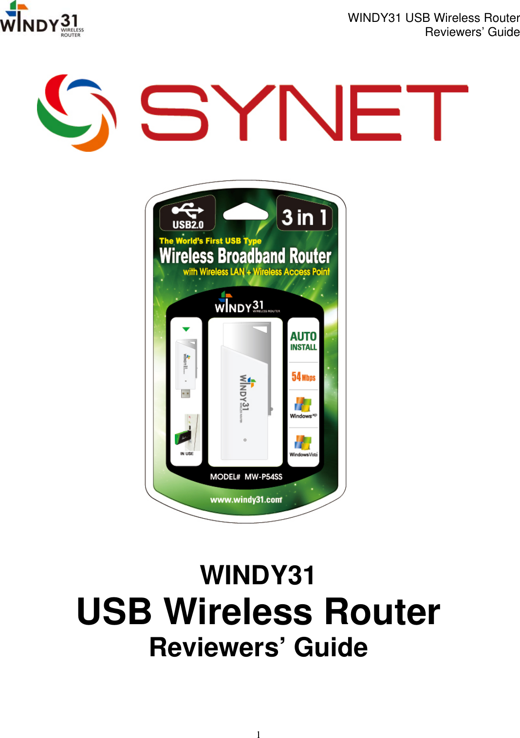 Page 1 of 10 - Synet-Electronic Synet-Electronic-Windy31-Users-Manual WINDY31 Reviewers' Guide_v1 61_