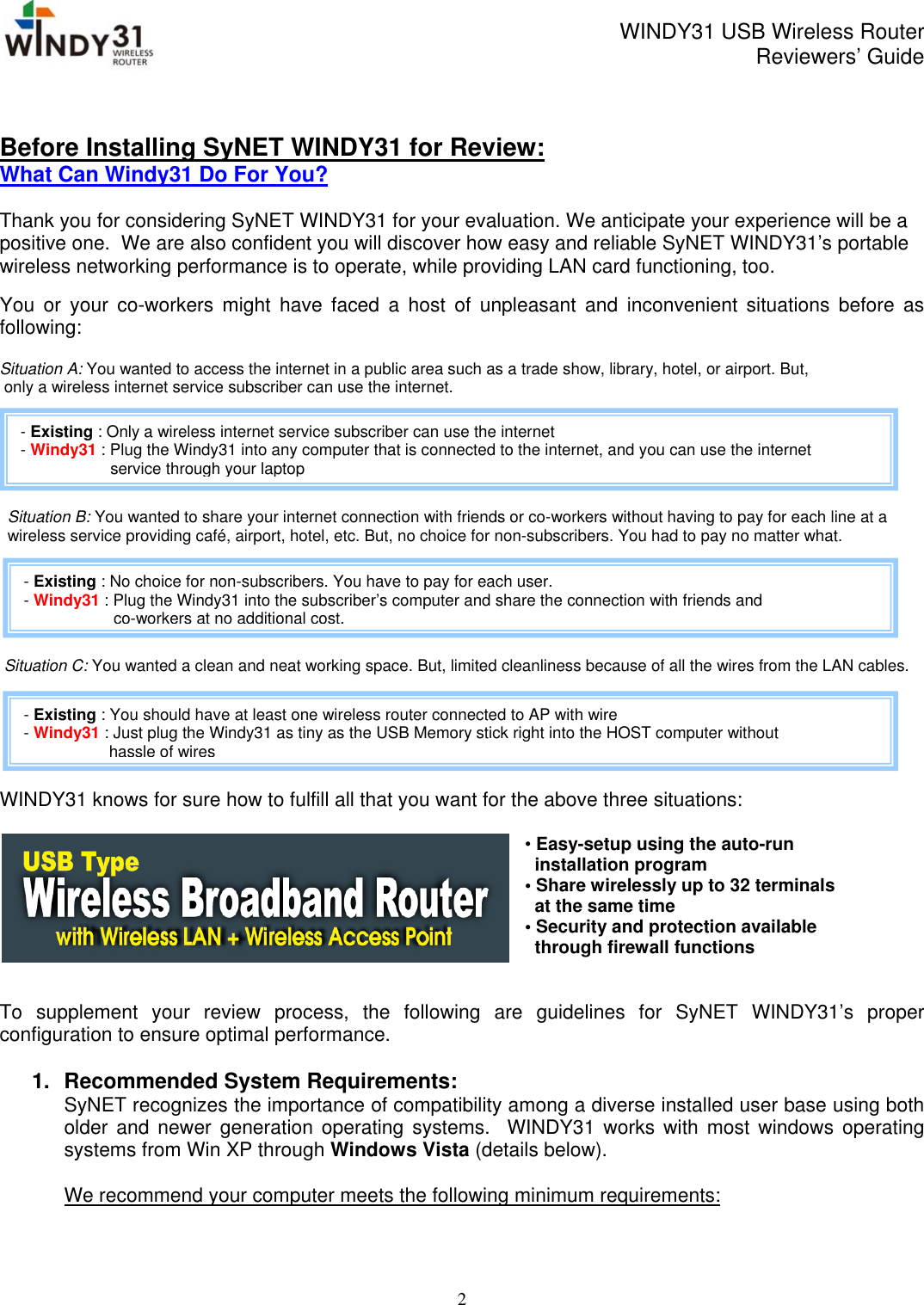 Page 2 of 10 - Synet-Electronic Synet-Electronic-Windy31-Users-Manual WINDY31 Reviewers' Guide_v1 61_