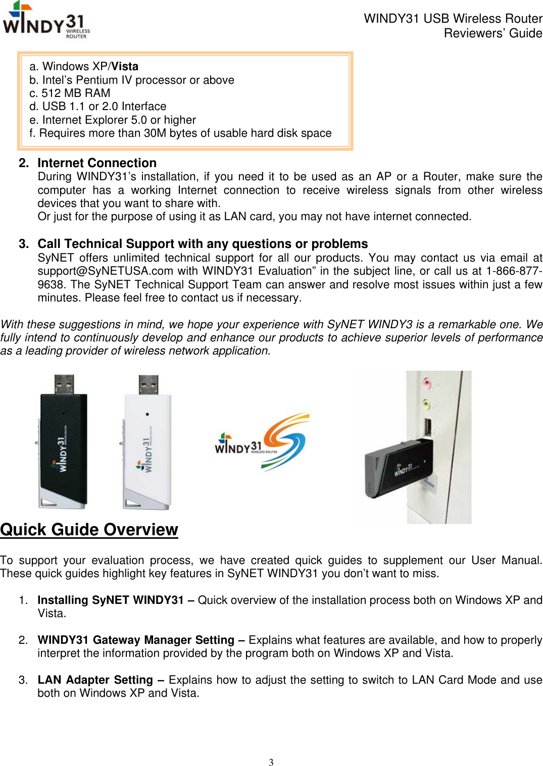 Page 3 of 10 - Synet-Electronic Synet-Electronic-Windy31-Users-Manual WINDY31 Reviewers' Guide_v1 61_