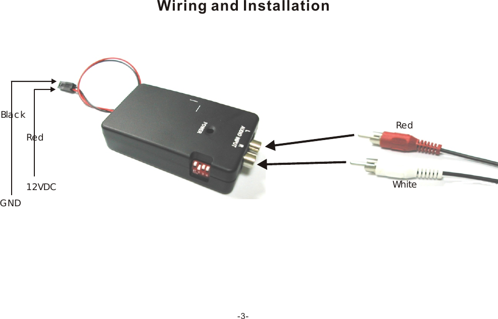 Wiring and Installation-3-RedBlack12VDC  GNDRedWhiteYellow