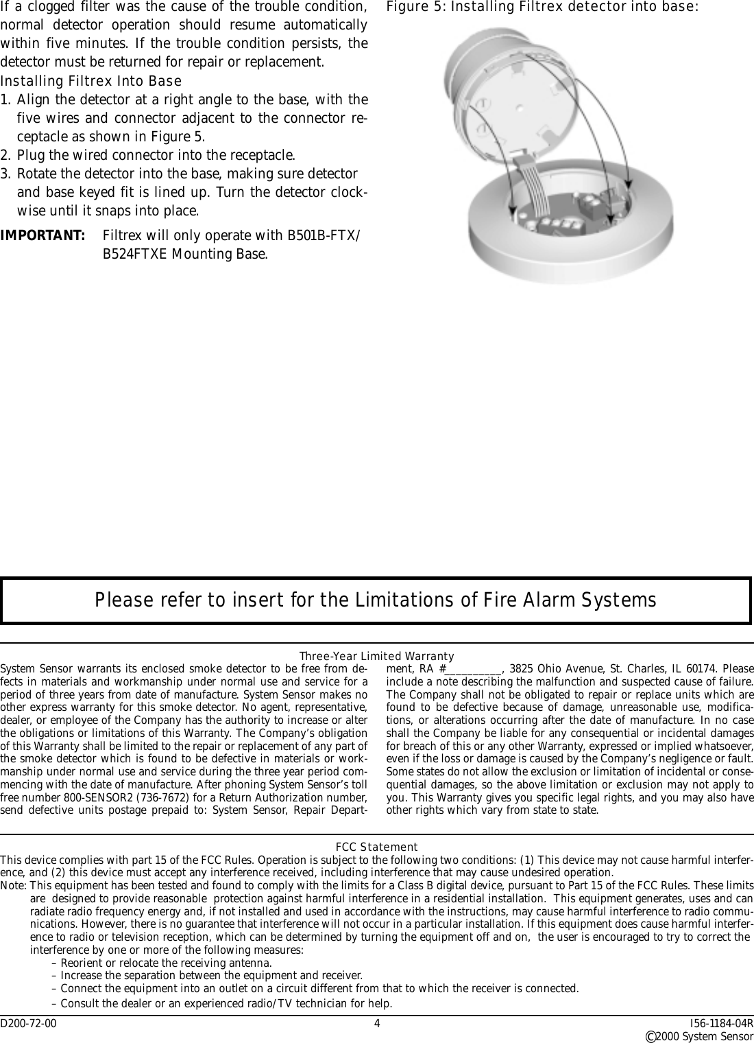 Page 4 of 4 - System-Sensor System-Sensor-Ftx-P1-Users-Manual-  System-sensor-ftx-p1-users-manual