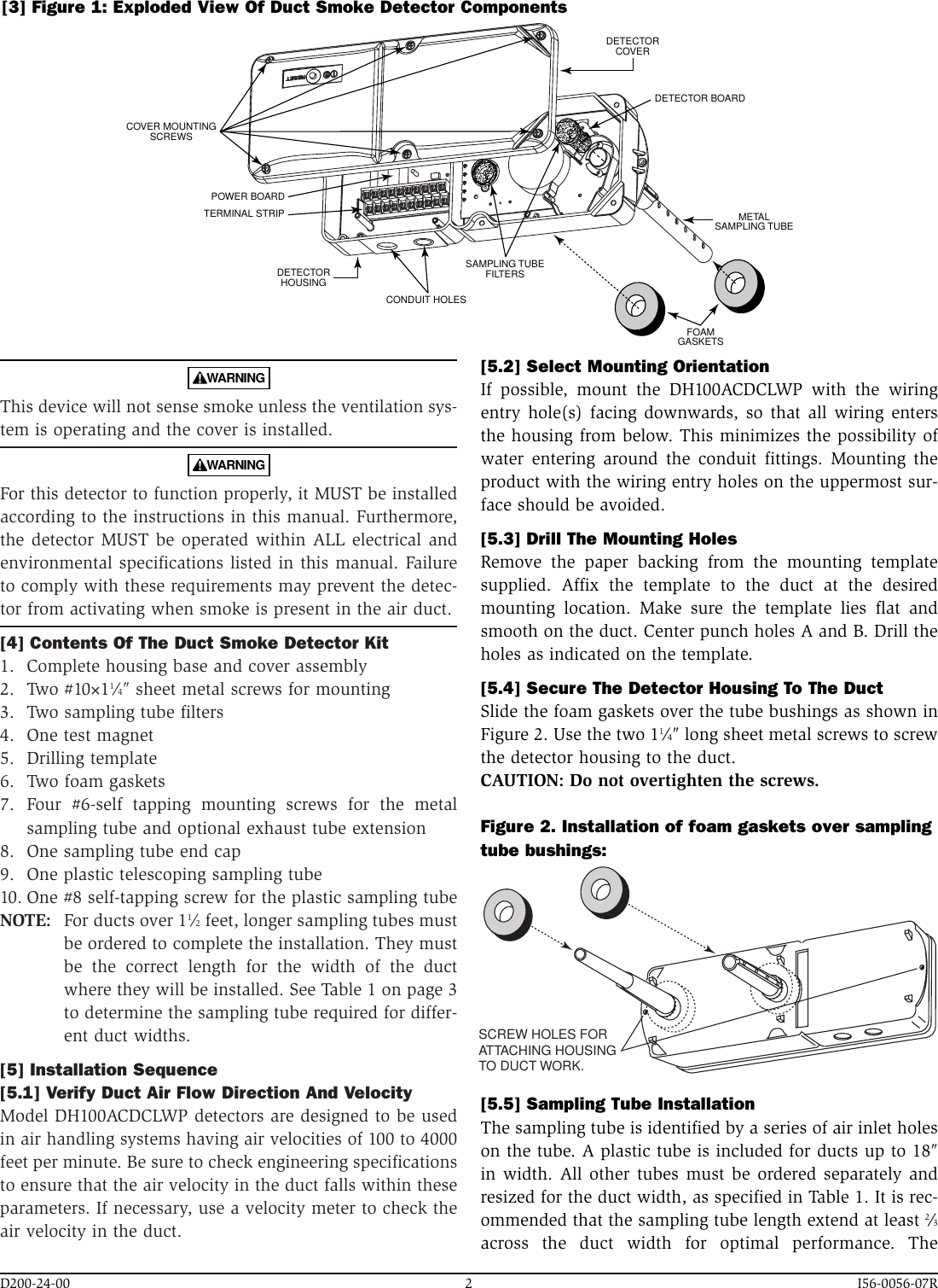 Page 2 of 8 - System-Sensor System-Sensor-Innovair-Dh100Acdclwp-Users-Manual-  System-sensor-innovair-dh100acdclwp-users-manual