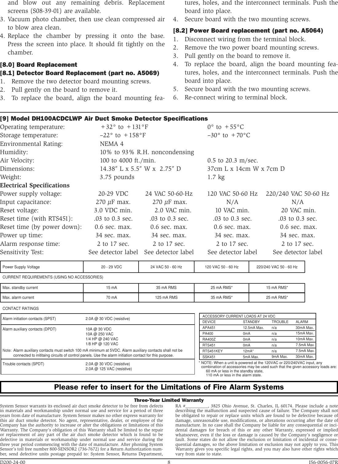 Page 8 of 8 - System-Sensor System-Sensor-Innovair-Dh100Acdclwp-Users-Manual-  System-sensor-innovair-dh100acdclwp-users-manual