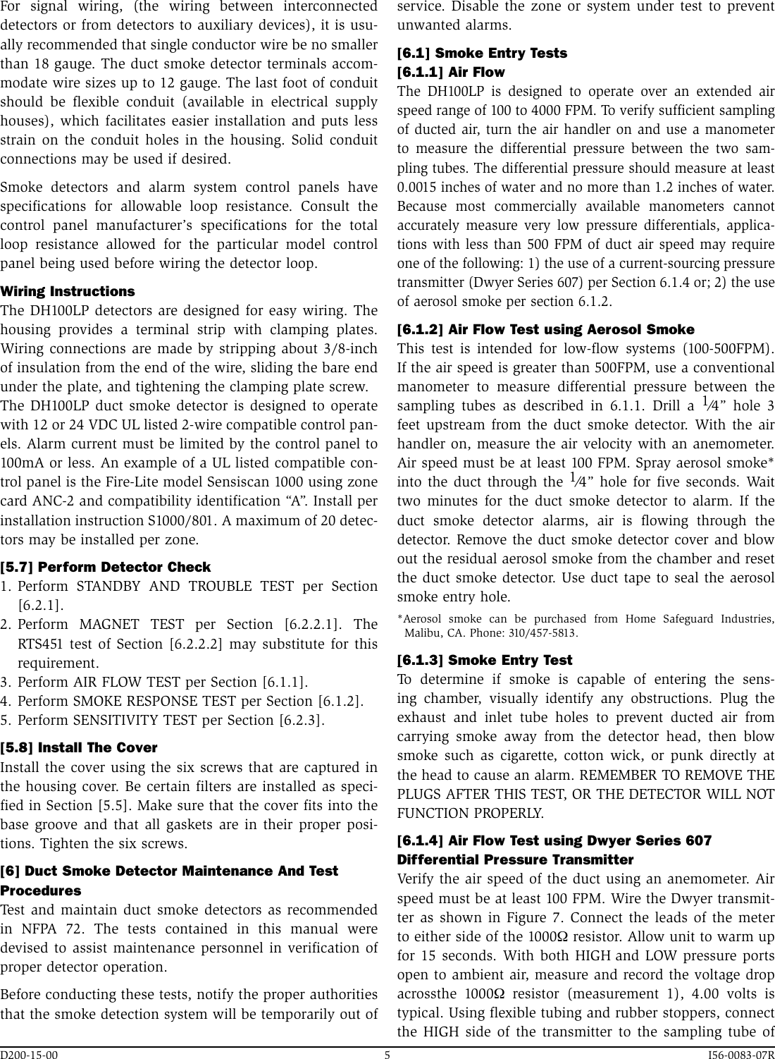 Page 5 of 8 - System-Sensor System-Sensor-Innovair-Dh100Lp-Users-Manual- I56-0083-07R  System-sensor-innovair-dh100lp-users-manual