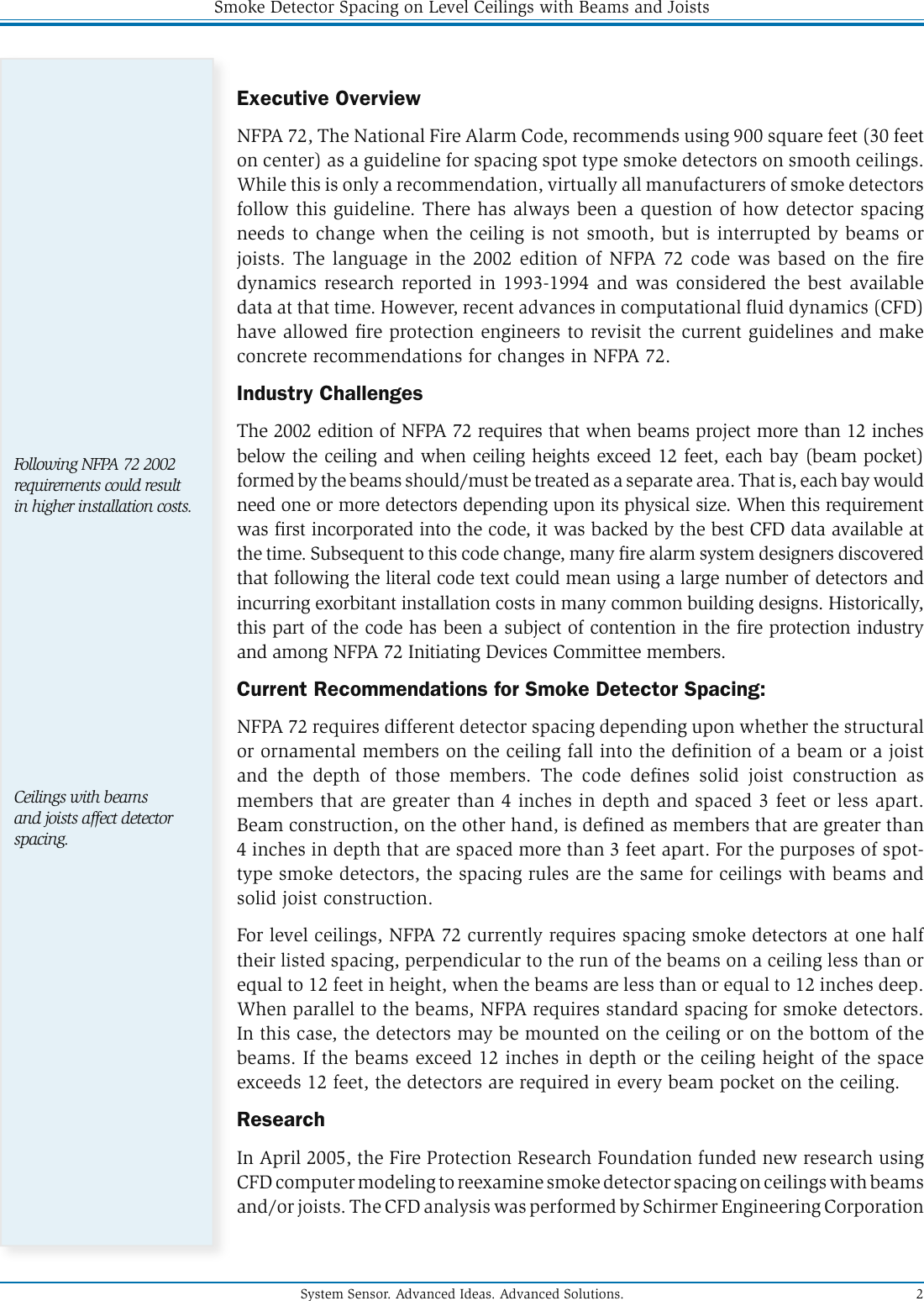 Page 2 of 4 - System-Sensor System-Sensor-Smoke-Detector-Spacing-On-Level-Ceilings-With-Beams-And-Joists-Users-Manual- System-sensor-smoke-detector-spacing-on-level-ceilings-with-beams-and-joists-users-manual