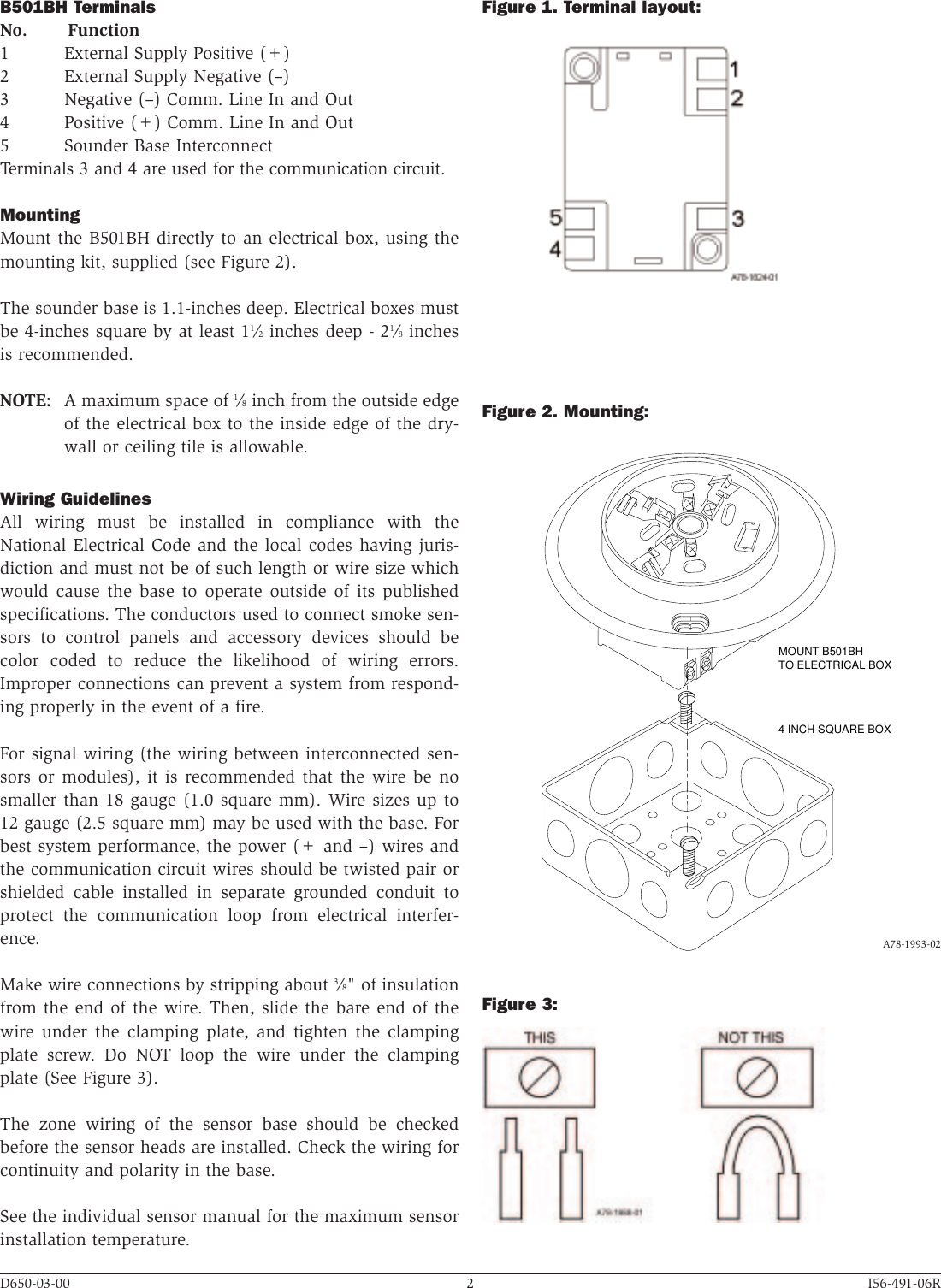 Page 2 of 4 - System-Sensor System-Sensor-Sounder-Base-B501Bh-Users-Manual- 491-06  System-sensor-sounder-base-b501bh-users-manual