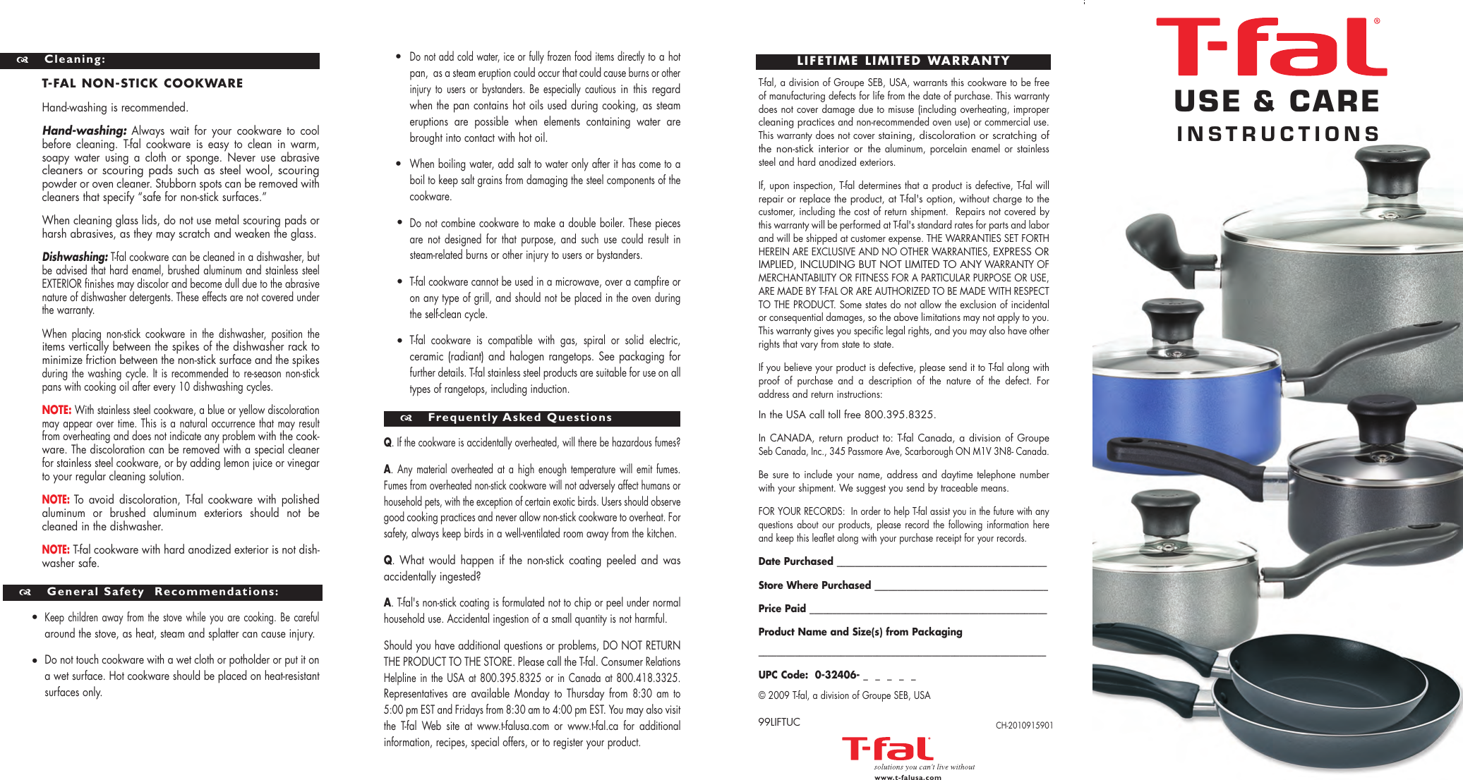 T Fal Nonstick Cookware Without Thermospot Instruction Manual