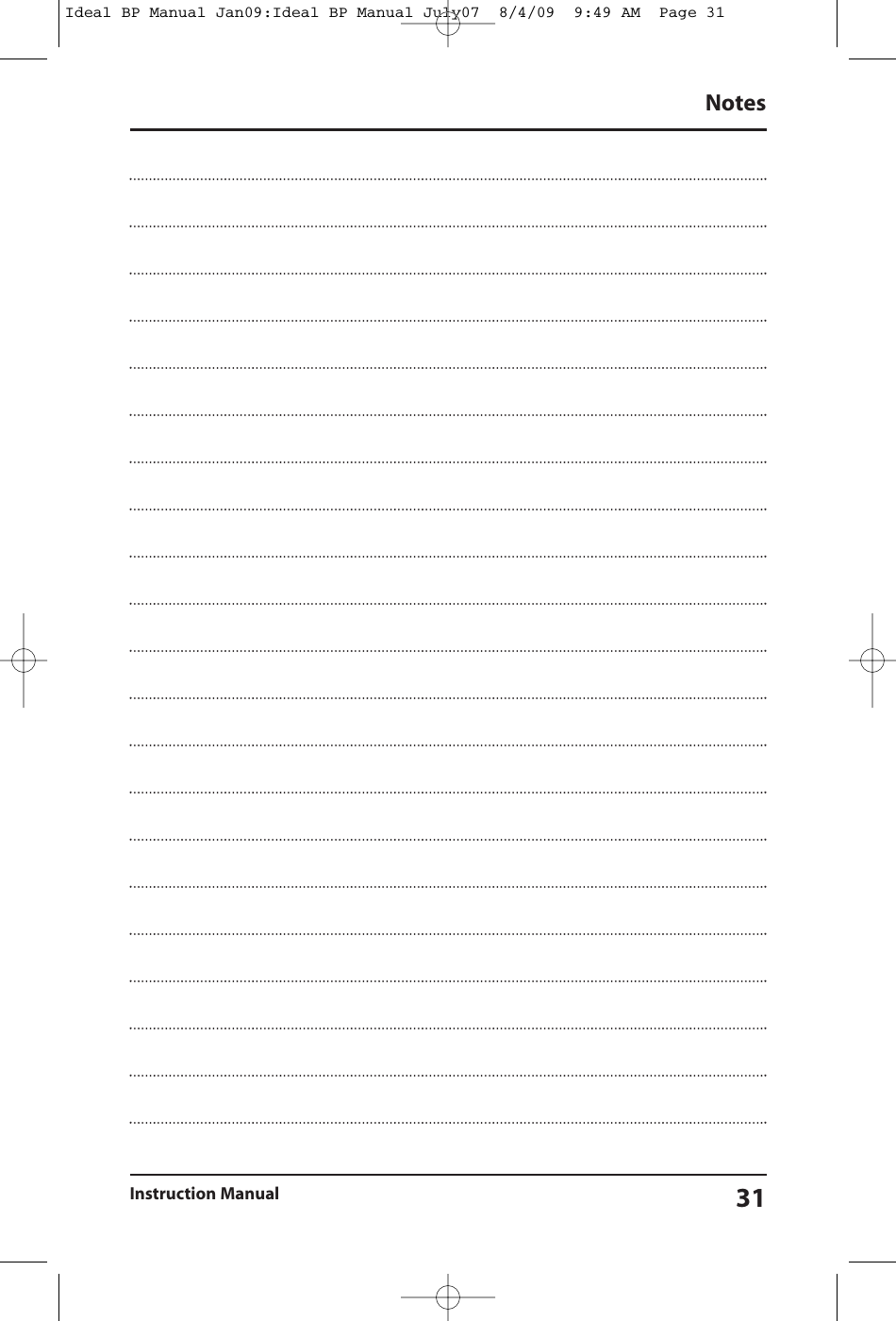 NotesInstruction Manual 31Ideal BP Manual Jan09:Ideal BP Manual July07  8/4/09  9:49 AM  Page 31