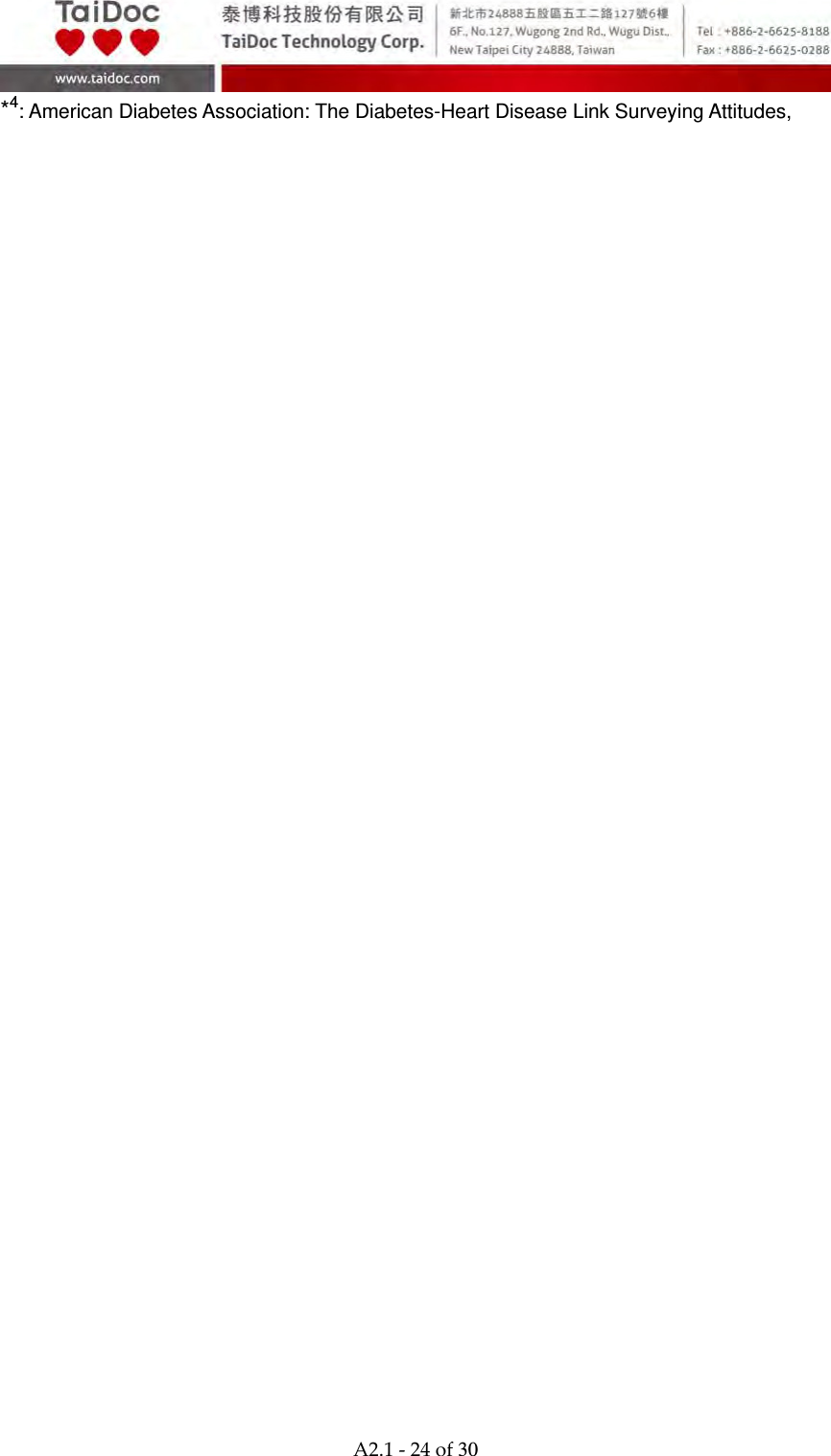  A2.1‐24of30 *4: American Diabetes Association: The Diabetes-Heart Disease Link Surveying Attitudes,   