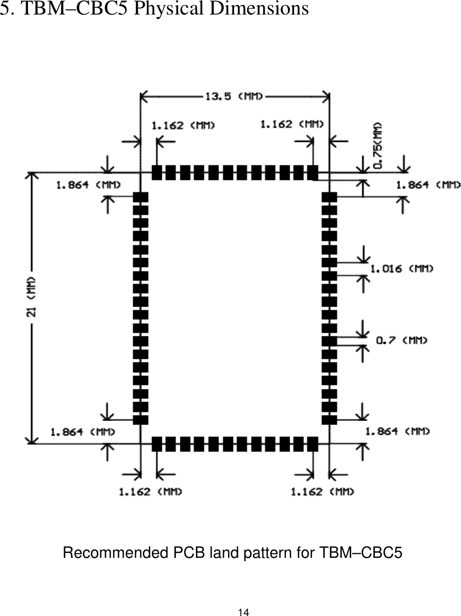  5. TBM–CBC5 Physical DimensionsRecommended PCB land pattern for TBM–CBC514