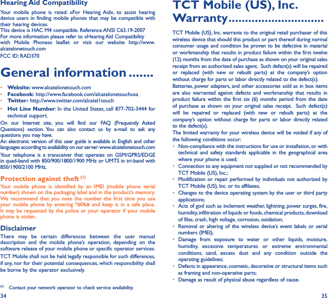 Page 18 of TCT Mobile 370 HSUPA/HSDPA/UMTS triband / GSM quadband mobile phone User Manual 