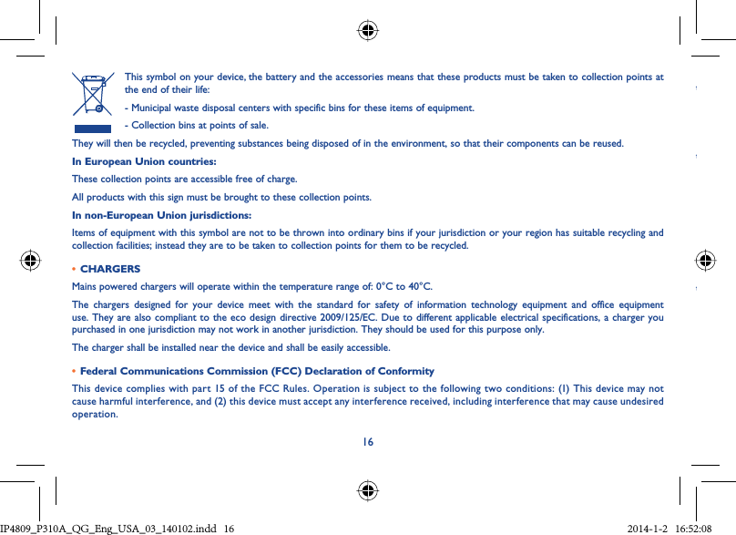 Page 16 of TCT Mobile 451 Tablet PC User Manual IP4809 P310A QG Eng USA 03 140102 indd