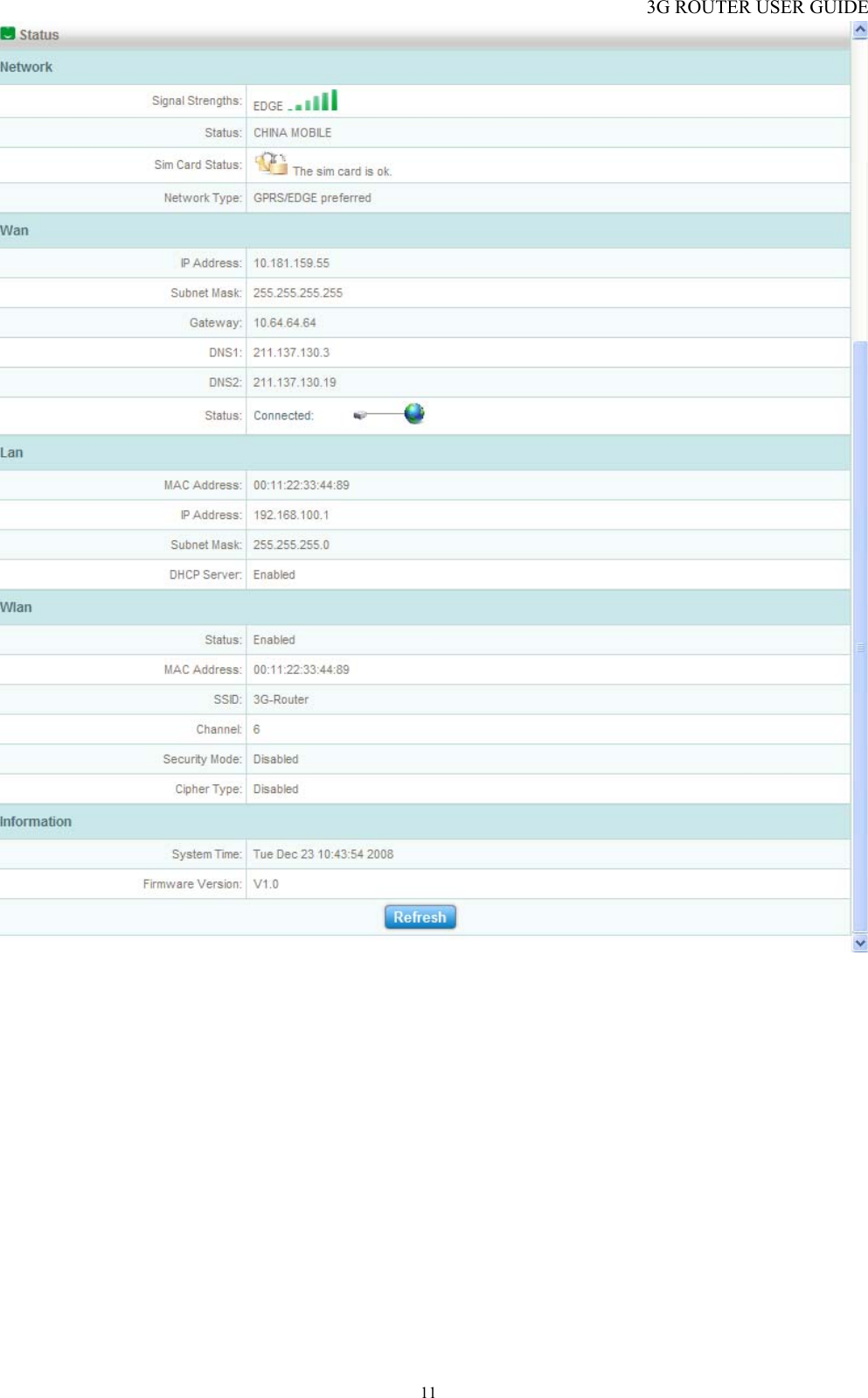 3G ROUTER USER GUIDE  11  