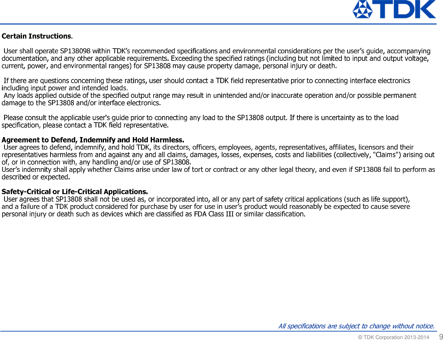 &copy; TDK Corporation 2013-2014  9