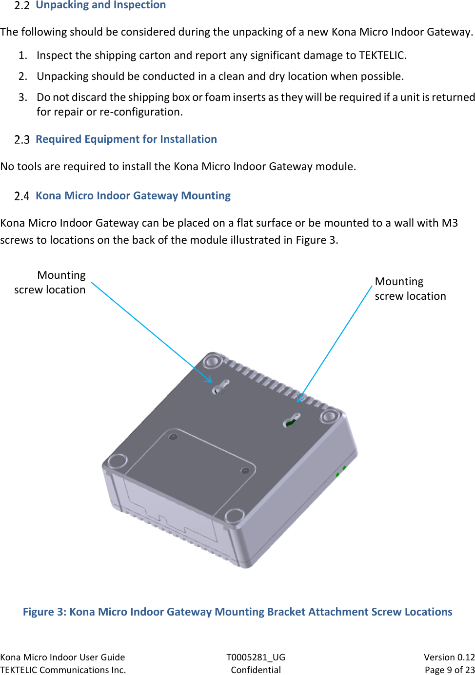 Page 9 of TEKTELIC Communications orporated T0005281 Kona micro outdoor gateway is a LoRa base station User Manual 2150 RRH SDS