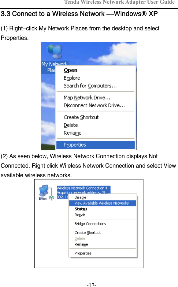 Tenda Wireless Network Adapter User Guide  -17- ®