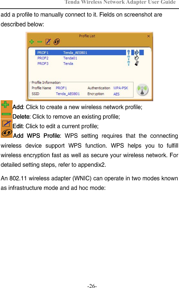 Tenda Wireless Network Adapter User Guide  -26- 
