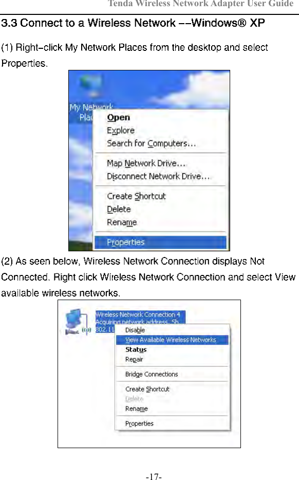 Tenda Wireless Network Adapter User Guide  -17- ®