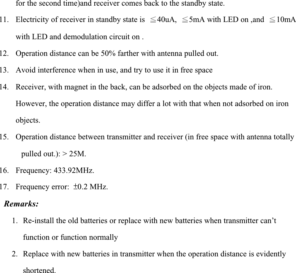 TGC 101011AB RF TRANSMITTER ANF RECEIVER User Manual USERS MANUAL