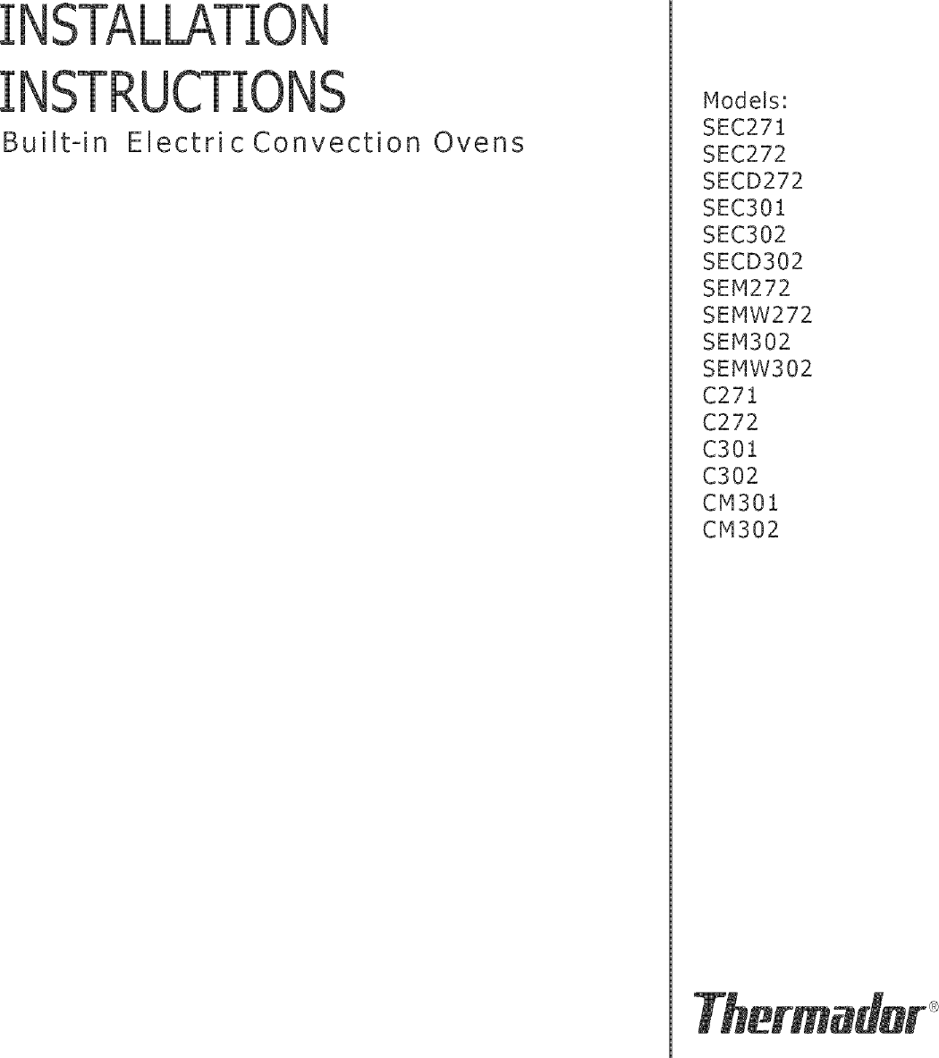 THERMADOR Built In Oven, Electric Manual L0412331
