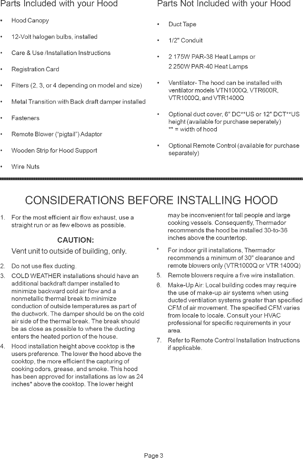 THERMADOR Range Hood Manual L0512045